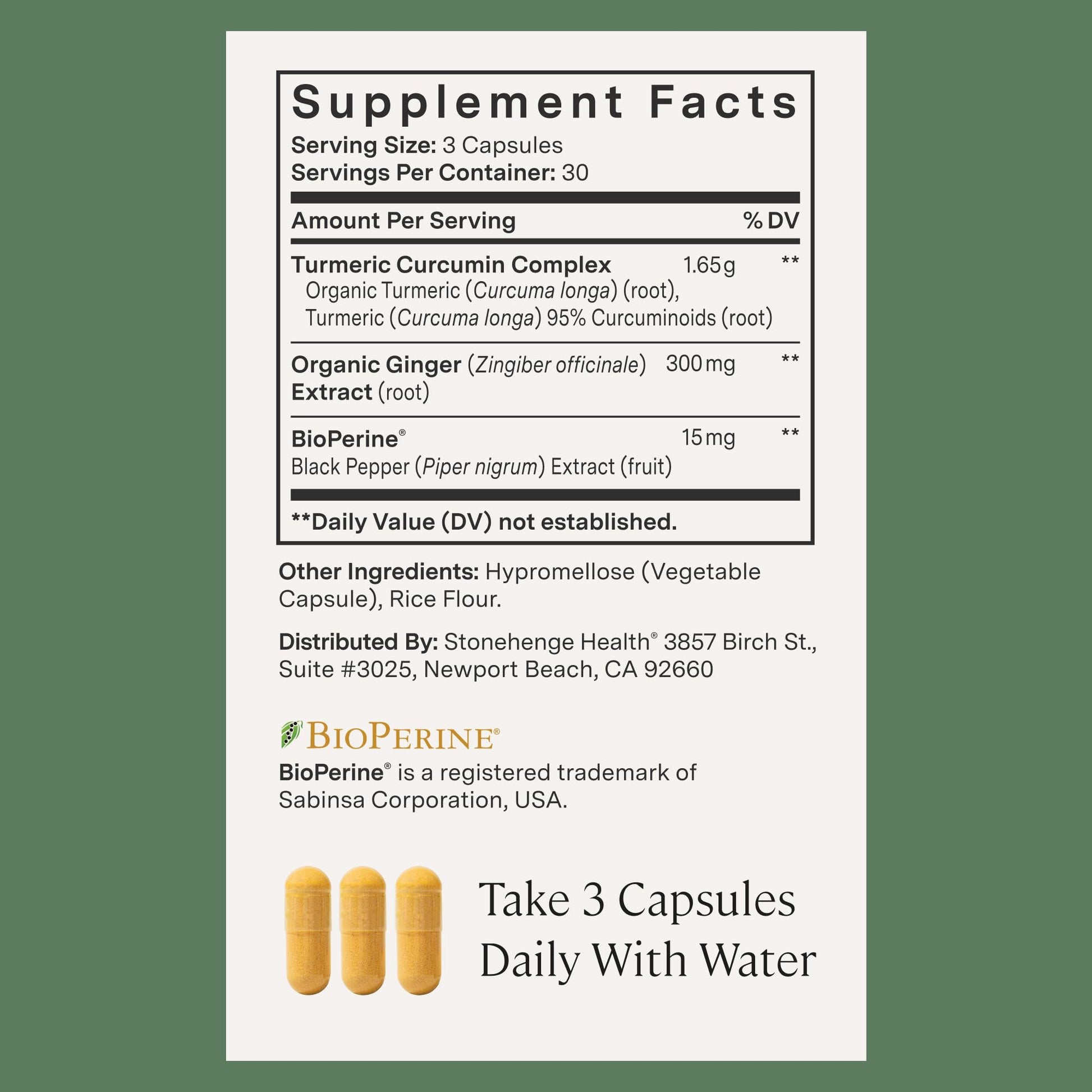 Stonehenge Health Dynamic Turmeric Curcumin with Ginger - High Potency - 1,650 mg Turmeric with 95% Curcuminoids & BioPerine, 90 Vegetarian Capsules Stonehenge HealthAu supplements