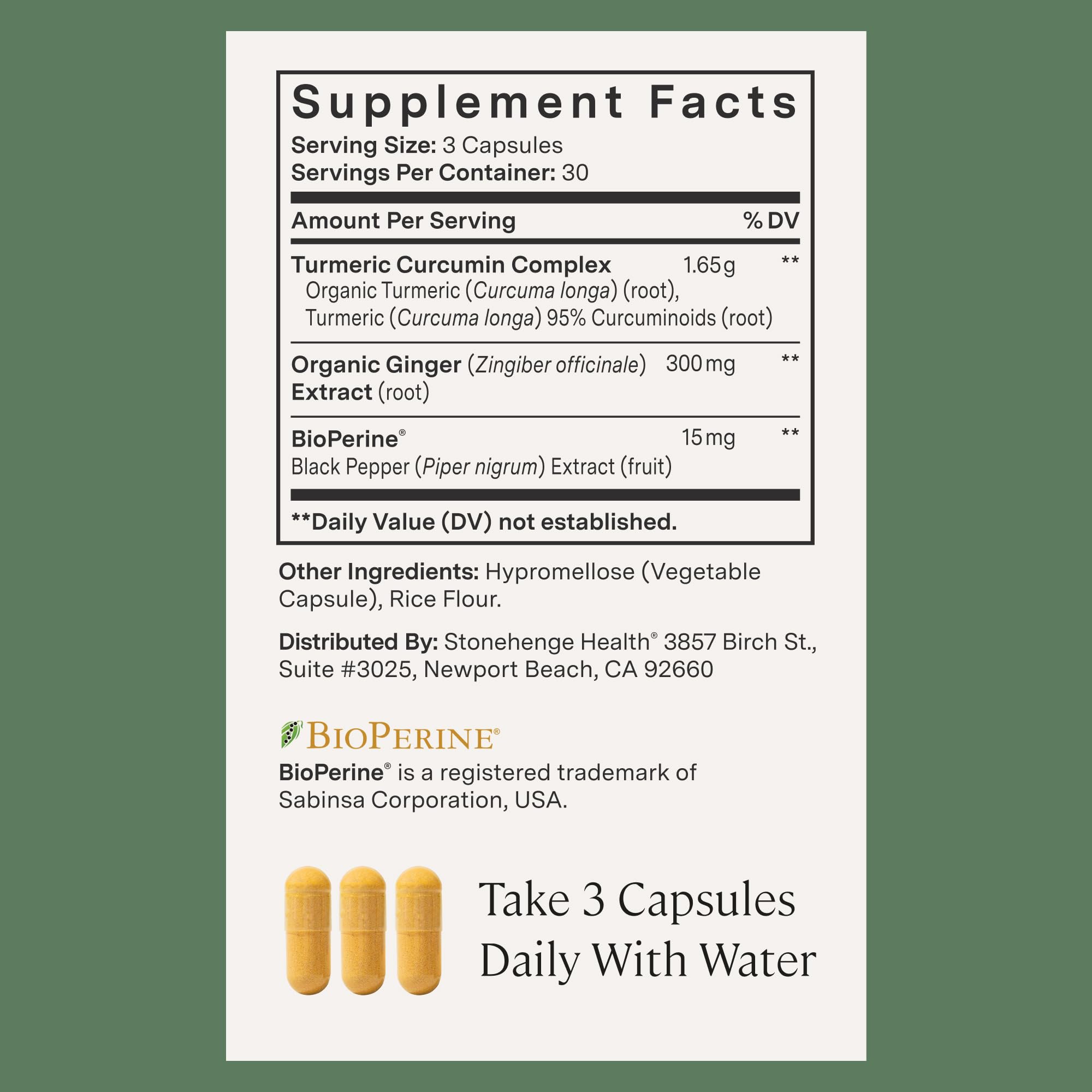 Stonehenge Health Dynamic Turmeric Curcumin with Ginger - High Potency - 1,650 mg Turmeric with 95% Curcuminoids & BioPerine, 90 Vegetarian Capsules Stonehenge HealthAu supplements