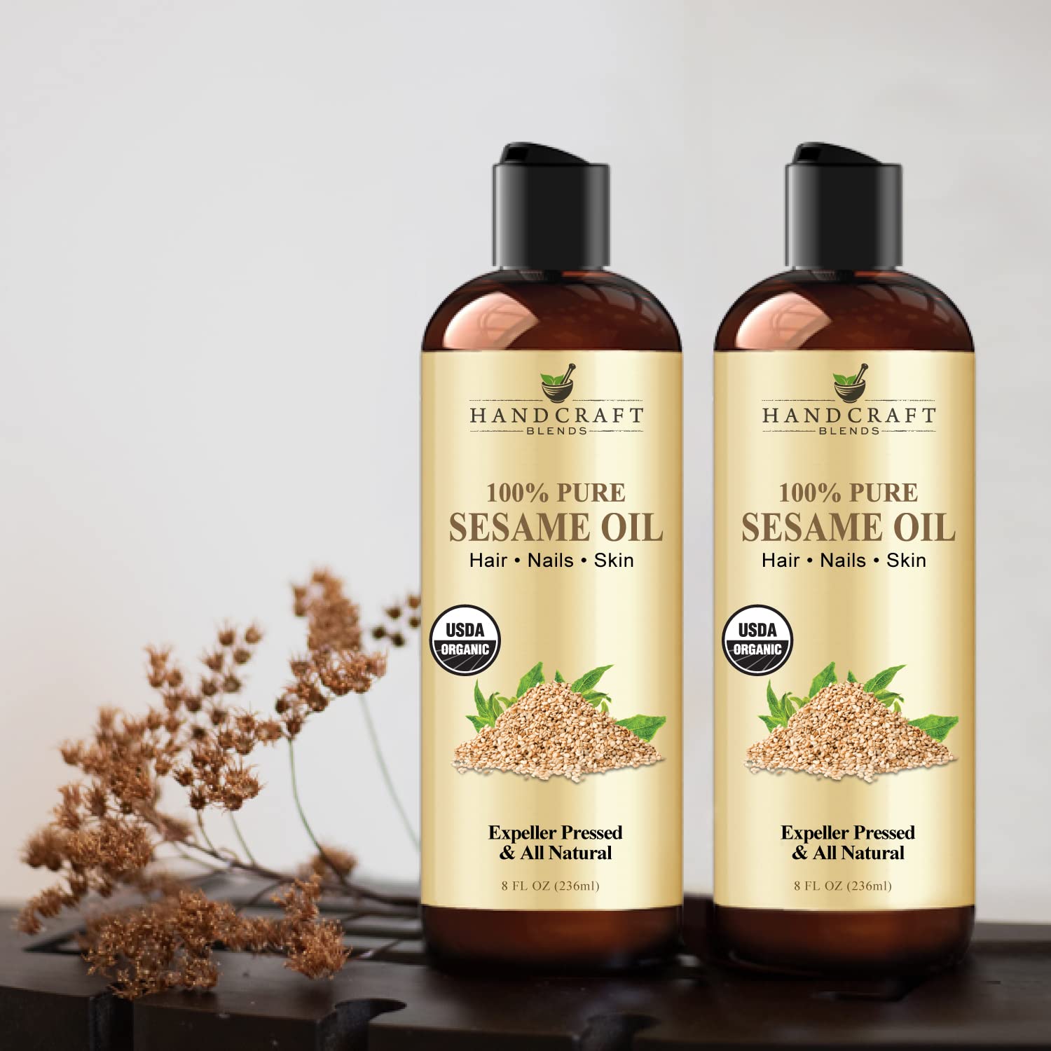 Handcraft Blends Organic Sesame Oil for Skin and Hair 8 oz - 100% Pure and Natural - Premium Handcraft BlendsAu supplements