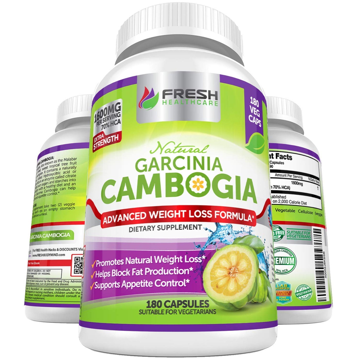 Fresh Healthcare 100% Pure Garcinia Cambogia Extract - All Natural Appetite Suppressant FRESH HEALTHCAREUS supplements