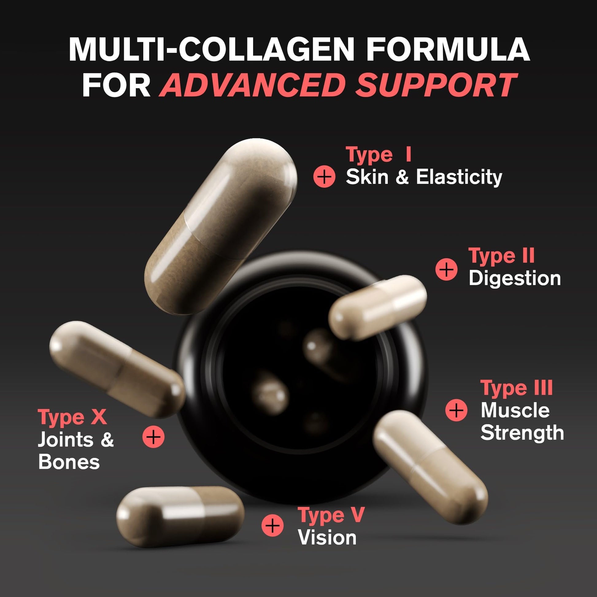 VitaRaw Collagen Pills 1800 mg - Multi Collagen Supplements (Types I, II, III, V & X) Grass Fed Non GMO Collagen Peptides Pills for Hair, Skin and Joints - Hydrolyzed Collagen Protein Powder VitaRawAu supplements