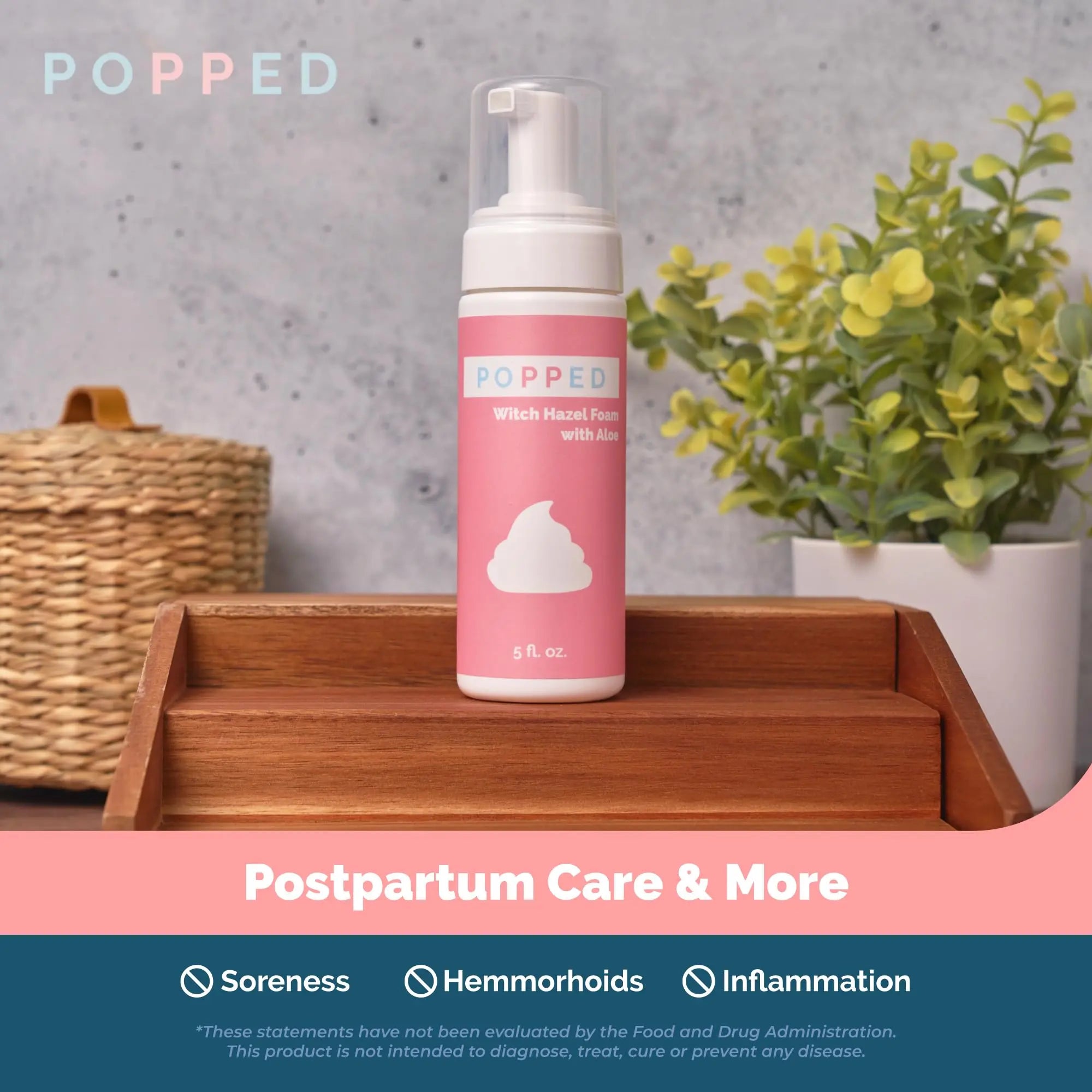 POPPED Witch Hazel Foam with Aloe (5 fl oz) | Perineal Healing Foam for Postpartum Care | Relieves Pain, Hemorrhoids, and Swelling After Birth | Postpartum Essential POPPEDAu supplements