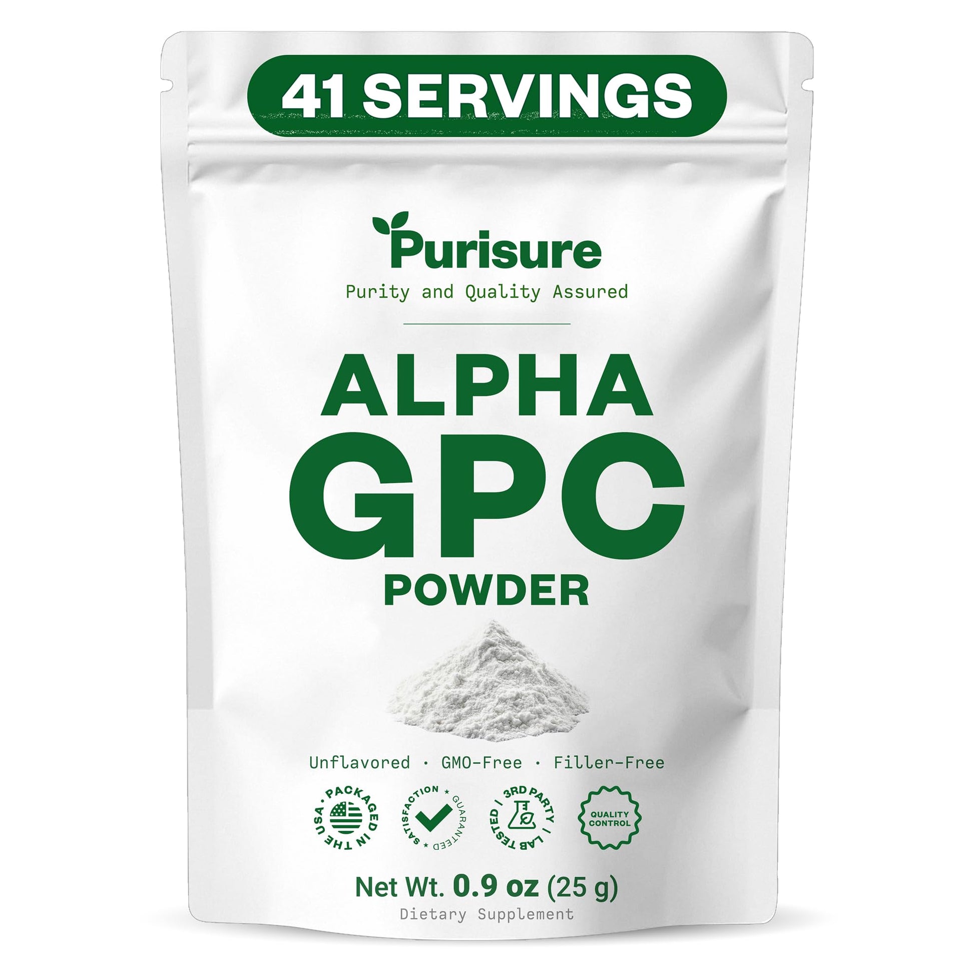 Purisure Alpha GPC Powder, 25 g, Pure Alpha GPC Choline Supplement for Brain and Focus, CDP Choline Supplements for Memory Performance & Concentration, No Fillers, Non-GMO, Offers 41 Servings PurisureAu supplements
