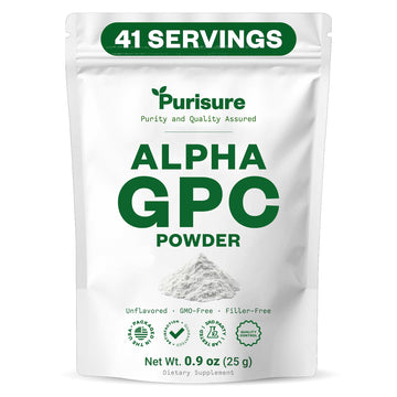 Purisure Alpha GPC Powder, 25 g, Pure Alpha GPC Choline Supplement for Brain and Focus, CDP Choline Supplements for Memory Performance & Concentration, No Fillers, Non-GMO, Offers 41 Servings PurisureAu supplements
