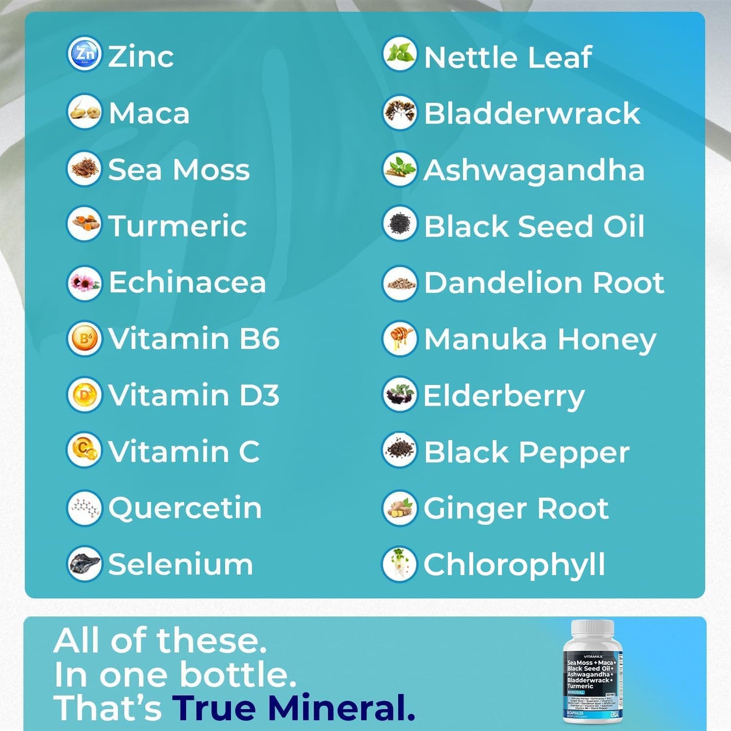 Sea Moss, Maca, Black Seed Oil, Ashwagandha, Bladderwrack, Turmeric VitamaxUS supplements