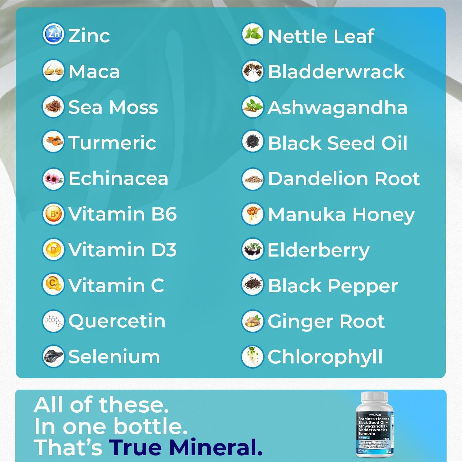 Sea Moss 3000mg Maca 1000mg Black Seed Oil 2000mg Ashwagandha 1000mg Bladderw VitamaxUS supplements
