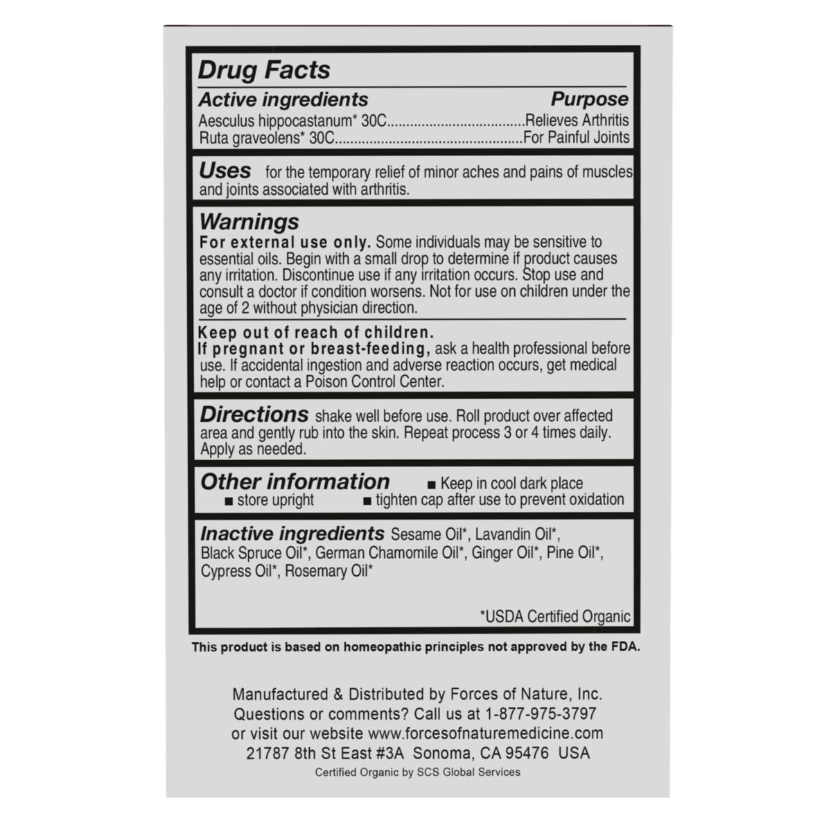 Forces of Nature -Natural, Organic Joint Pain Relief (4ml) Non GMO, No Harmful Chemicals -Alleviate Stiffness, Inflammation from Arthritis, Rheumatoid and Osteoarthritis, Increase Circulation Forces of NatureAu supplements