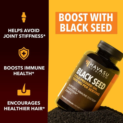 Black Seed Oil Nigella Sativa Cold-Pressed Capsules | 1500mg Black Cumin Seed Oil HAVASU NUTRITIONUS supplements
