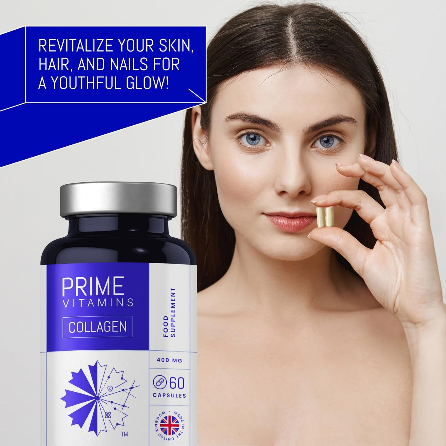 Marine Collagen 400mg | Hydrolysed Collagen Supplements for Women & Men PRIME VITAMINSUS supplements