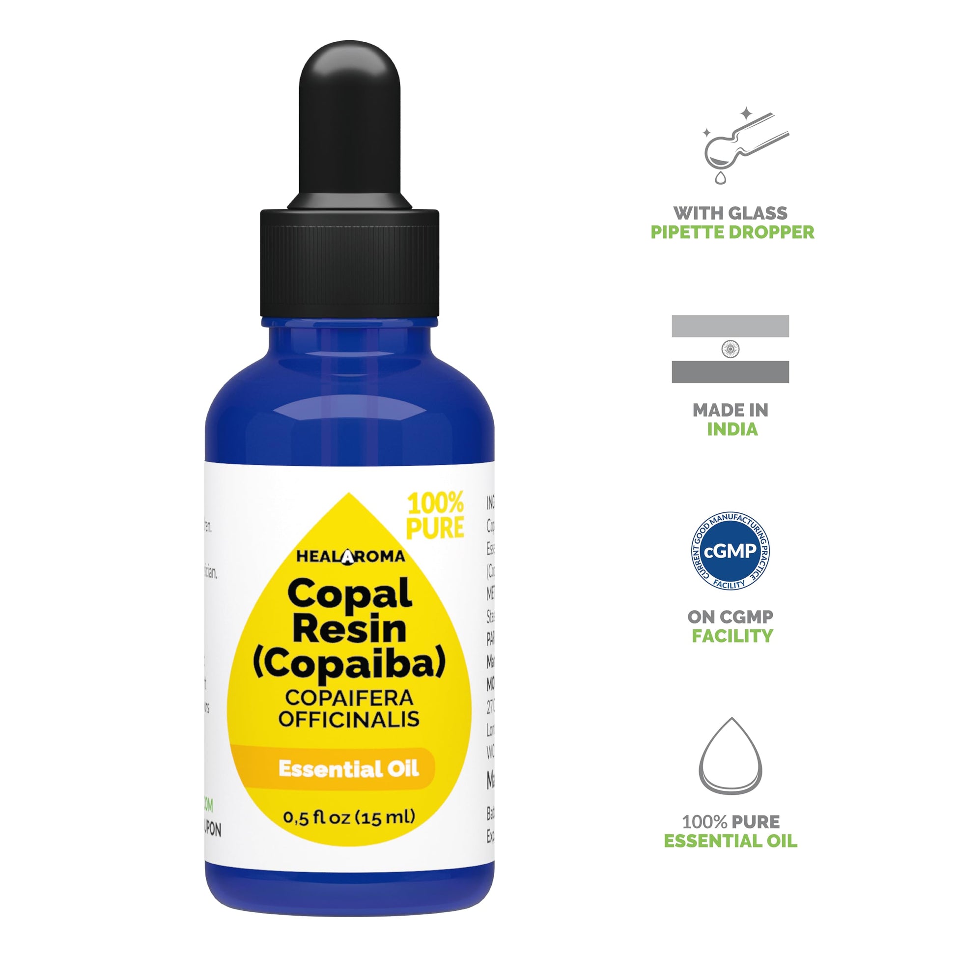 Copaiba - Copal Resin Essential Oil 15 ml - 0.5 oz - Pure & Natural - with Pipette Dropper MONOHERBAu supplements