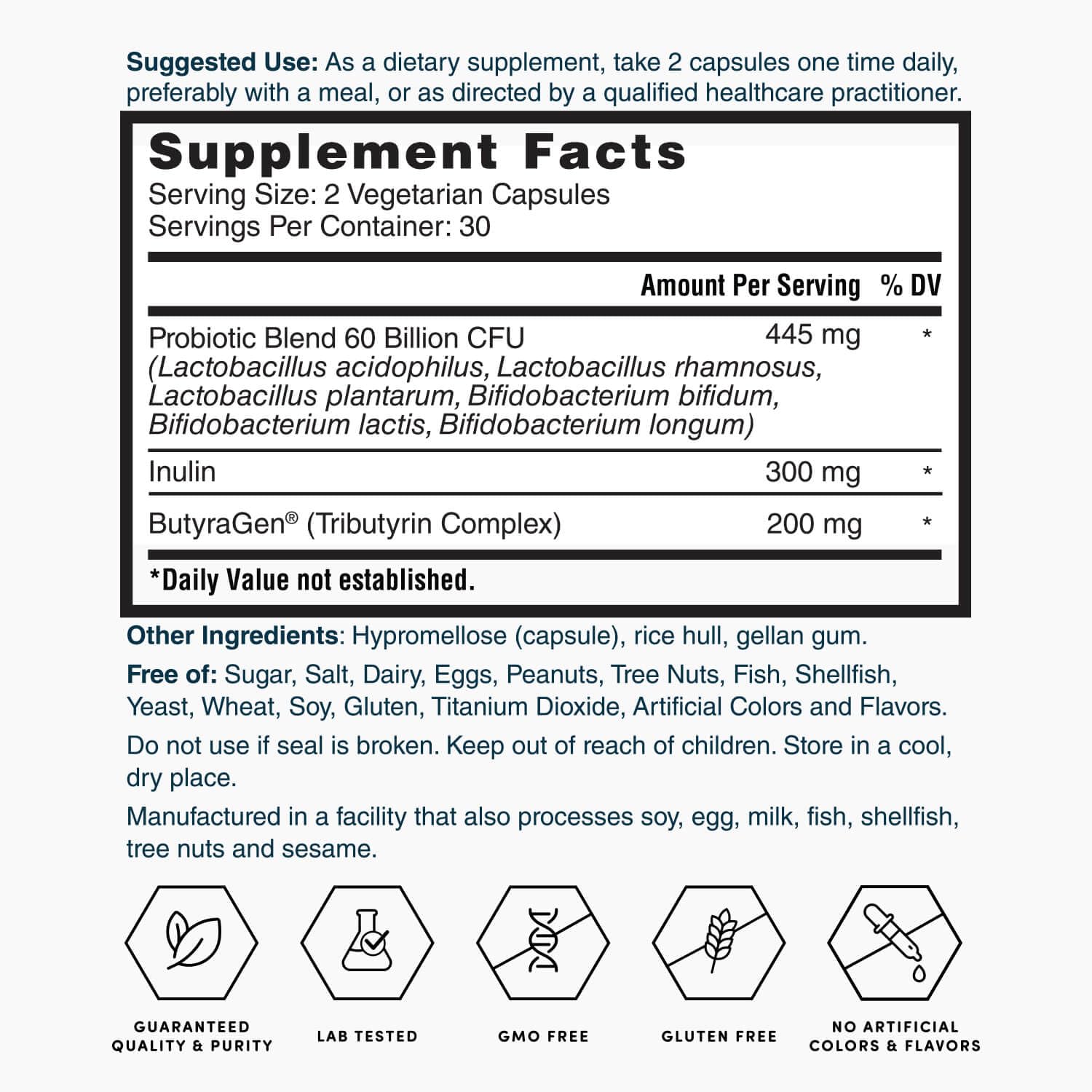 Nature's Lab Gold ProTotal - 60 Billion CFU Probiotic, Prebiotic, Postbiotic, Synbiotic - with Butyragen (Direct Butyrate Generator) 60 Ct Nature's LabAu supplements