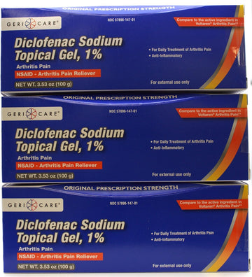 GeriCare Topical Arthritis Pain Relief Gel Diclofenac Sodium 1% (NSAID) Hand Wrist Elbow Foot Ankle Knee Extra-Strength Pain Reliever- Anti-inflammatory Arthritis Pain Treatment, 3.53oz (3 Pack) GeriCareAu supplements