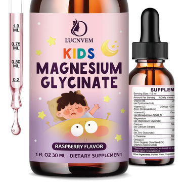Kids Magnesium Glycinate Sleep Liquid Drops – Sleep & Calm Support with L-Theanine – Melatonin-Free, Sugar-Free Vegan Raspberry Supplement – 2 Bottles, 30ml Each LUCNVEMAu supplements