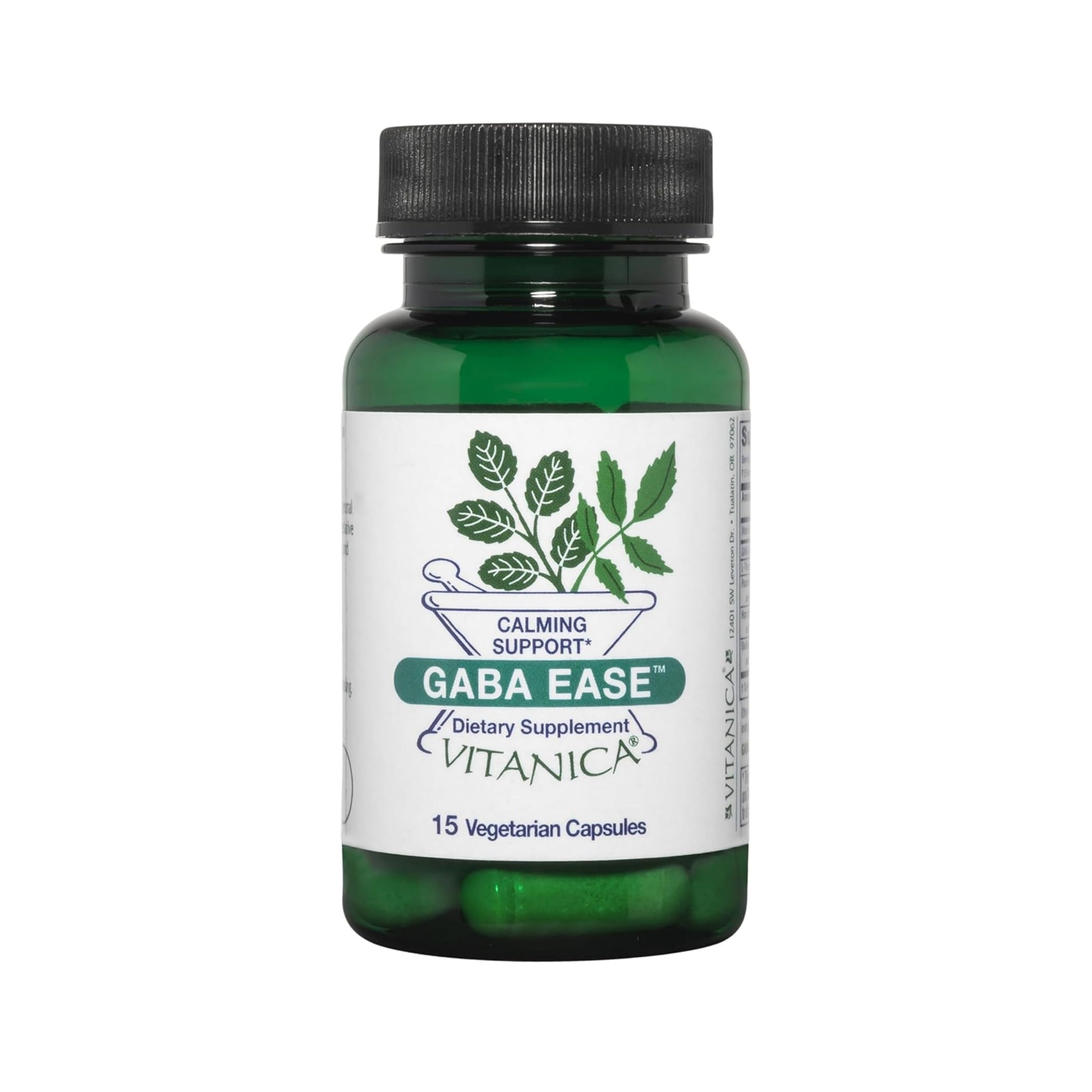 Vitanica GABA Ease - Relaxation Support Supplement with L-Theanine, GABA, & Vitamin B6 - Nervous System Support with Skullcap- Calm Support with Hops & Passion Flower - Vegan, Travel Size -15 Capsules VitanicaAu supplements