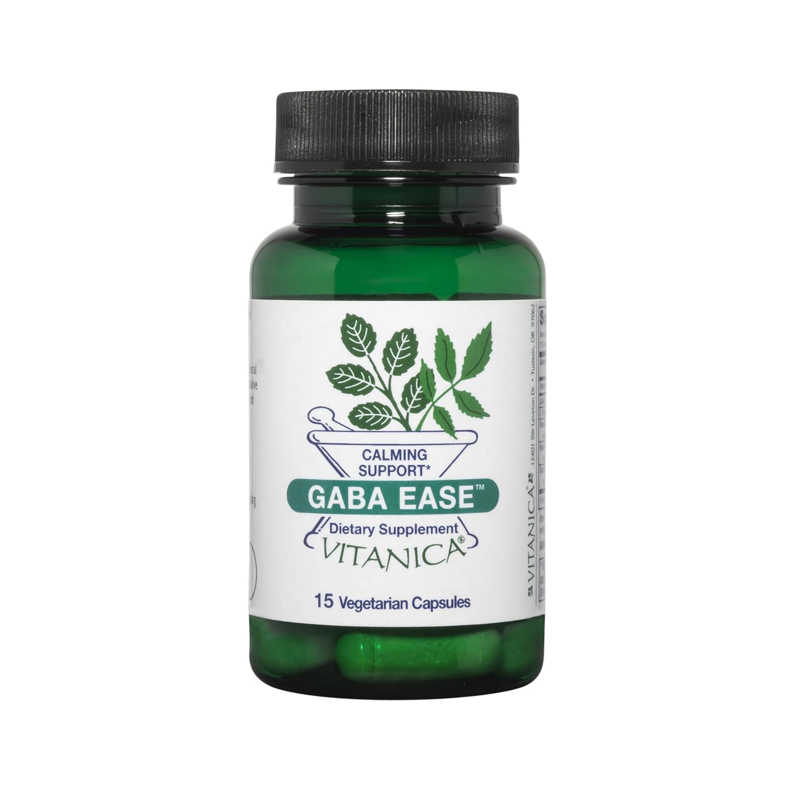 Vitanica GABA Ease - Relaxation Support Supplement with L-Theanine, GABA, & Vitamin B6 - Nervous System Support with Skullcap- Calm Support with Hops & Passion Flower - Vegan, Travel Size -15 Capsules VitanicaAu supplements
