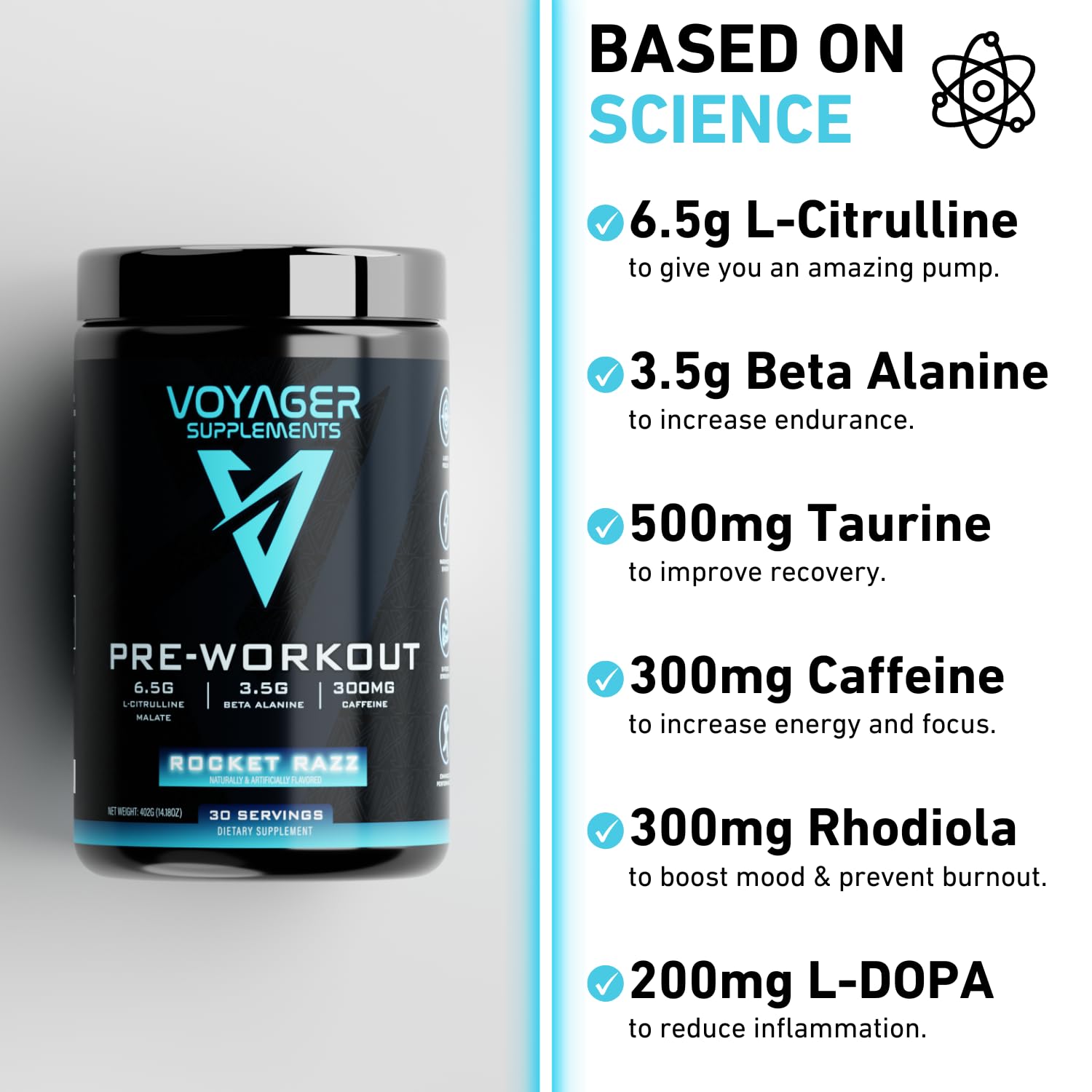 Voyager Supplements Pre-Workout Powder | Rocket Razz | Intense Pump | Maximized Voyager SupplementsAu supplements