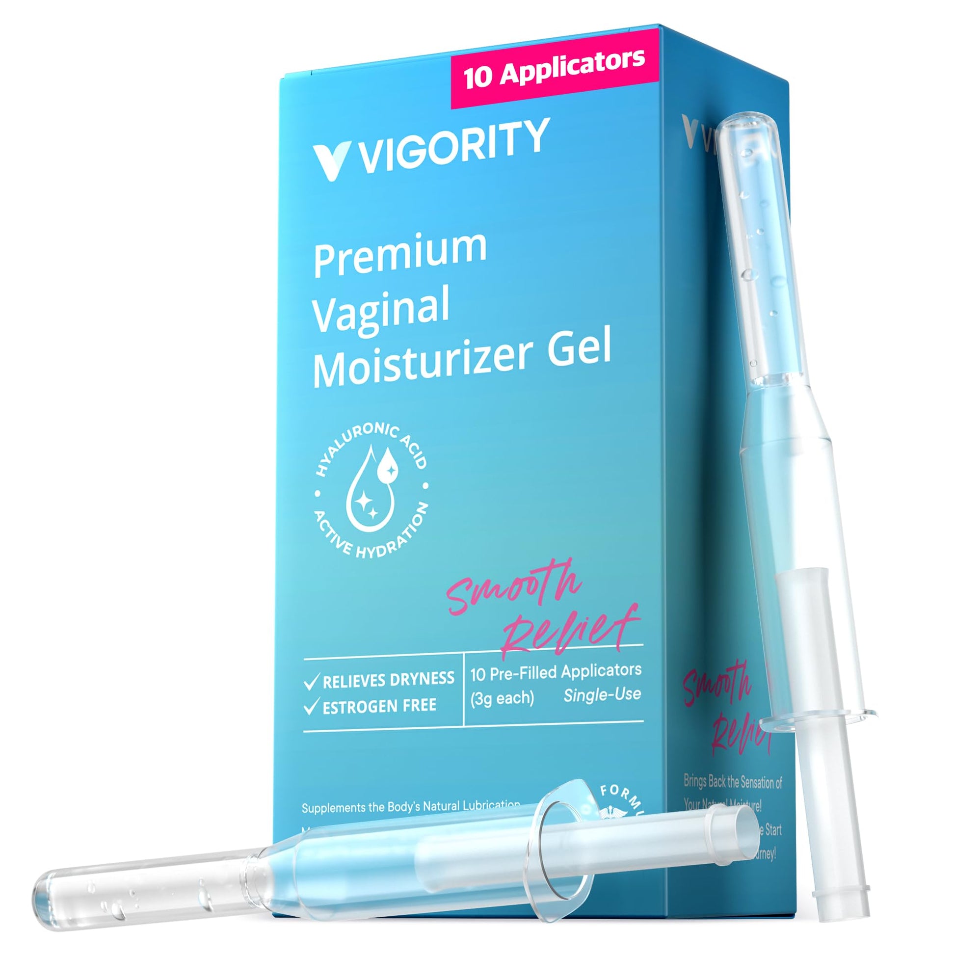 Vigority Vaginal Moisturizer Gel: Long Lasting Relief for Vaginal Dryness, Irritation & Intimate Discomfort with Hyaluronic Acid & Vitamin E – Hormone-Free Feminine Care – 10 Pre-Filled Applicators VigorityAu supplements