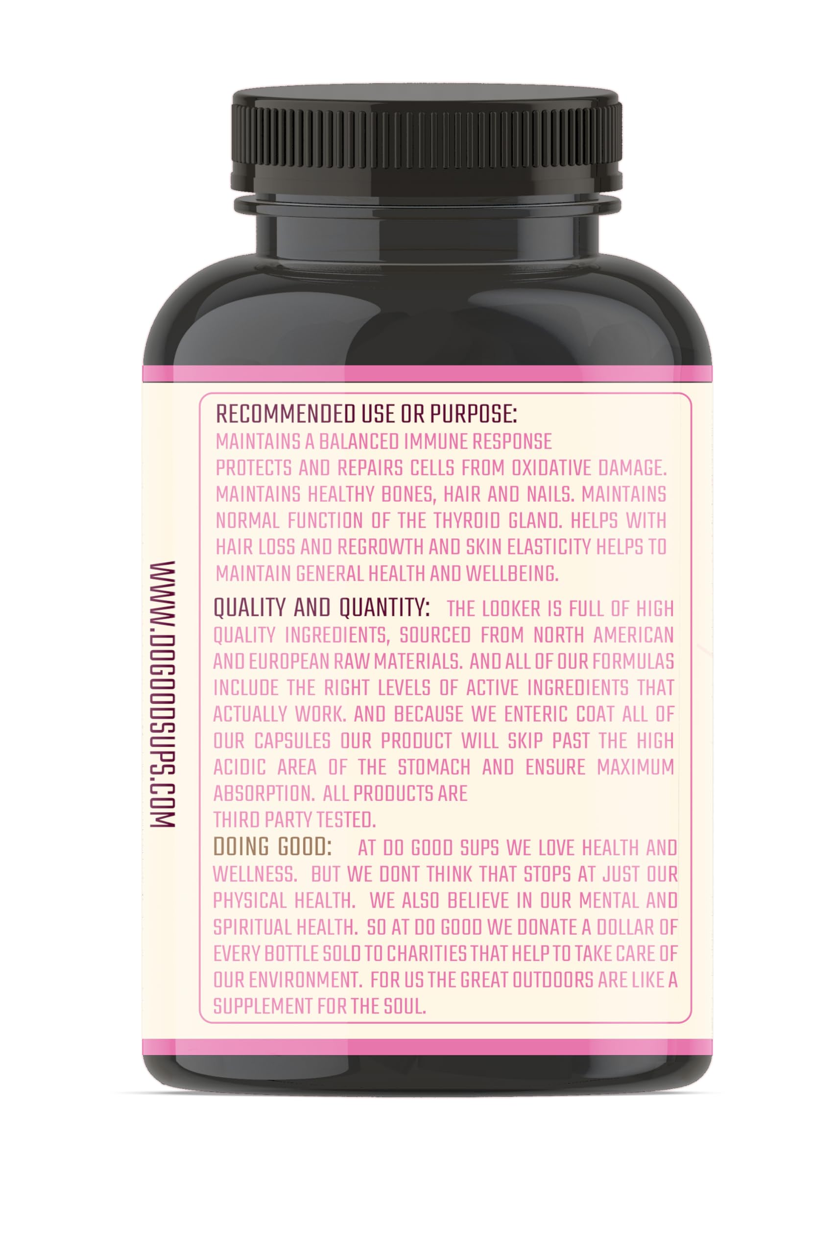 Do Good Sups The Looker 60 Caps- Skin Hair and Nails Vitamins - Natural Collagen Production - Reduces Hair Thinning - Skin Elasticity - Skin Moisture - Plant Sterols Bromelain Zinc Vitamin E Selenium Do Good SupsAu supplements