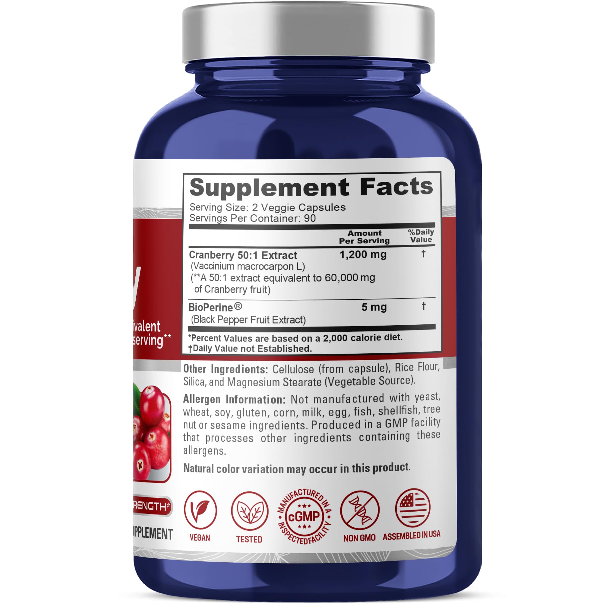 NusaPure Cranberry 60,000 mg 180 Veg Caps (Bioperine, Non-GMO, Vegan) NusaPureAu supplements