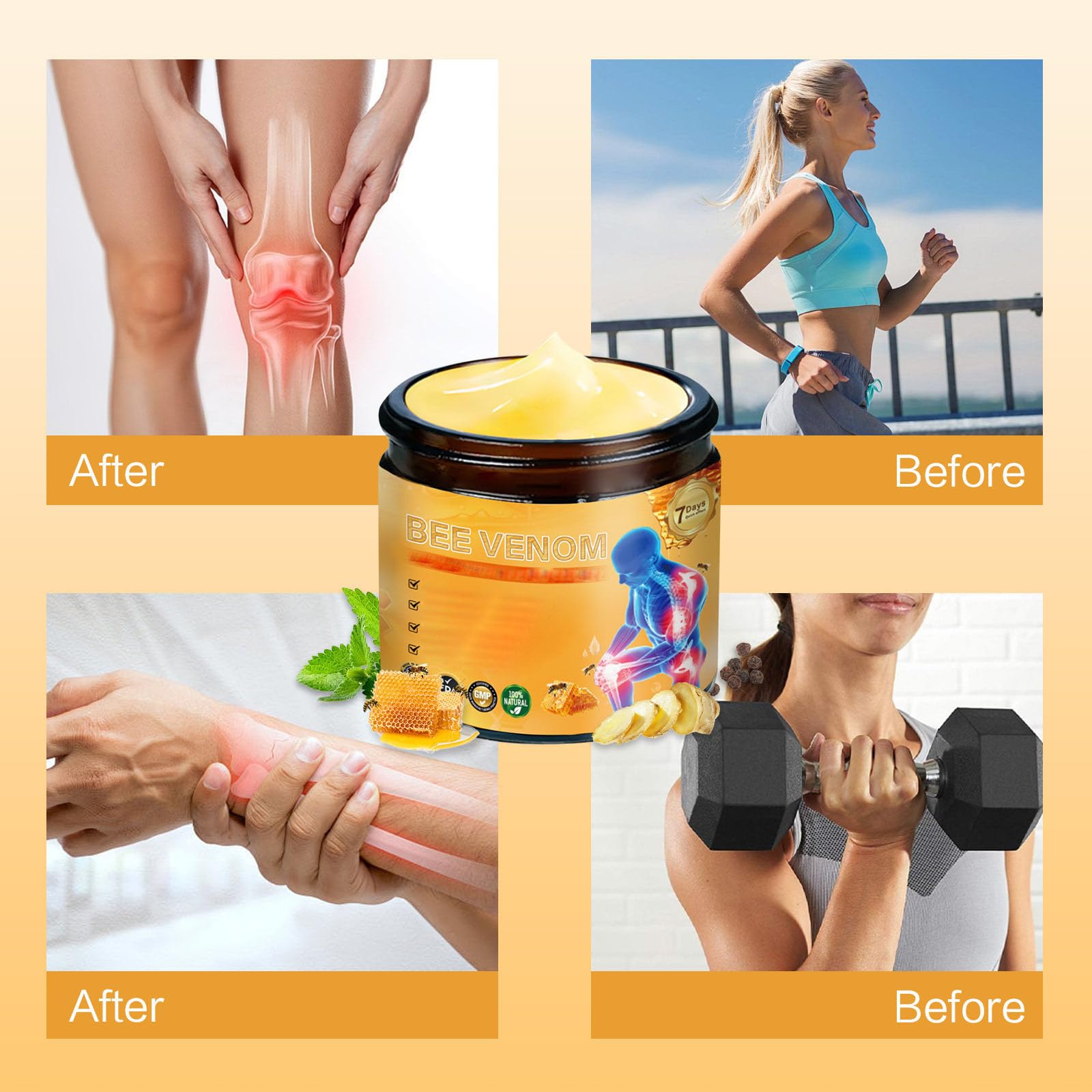2 Pcs Bee Venom Joint Treatment Cream, Throughout Release Joint Activities Muscle and Massage Relief Gel. YaperAu supplements
