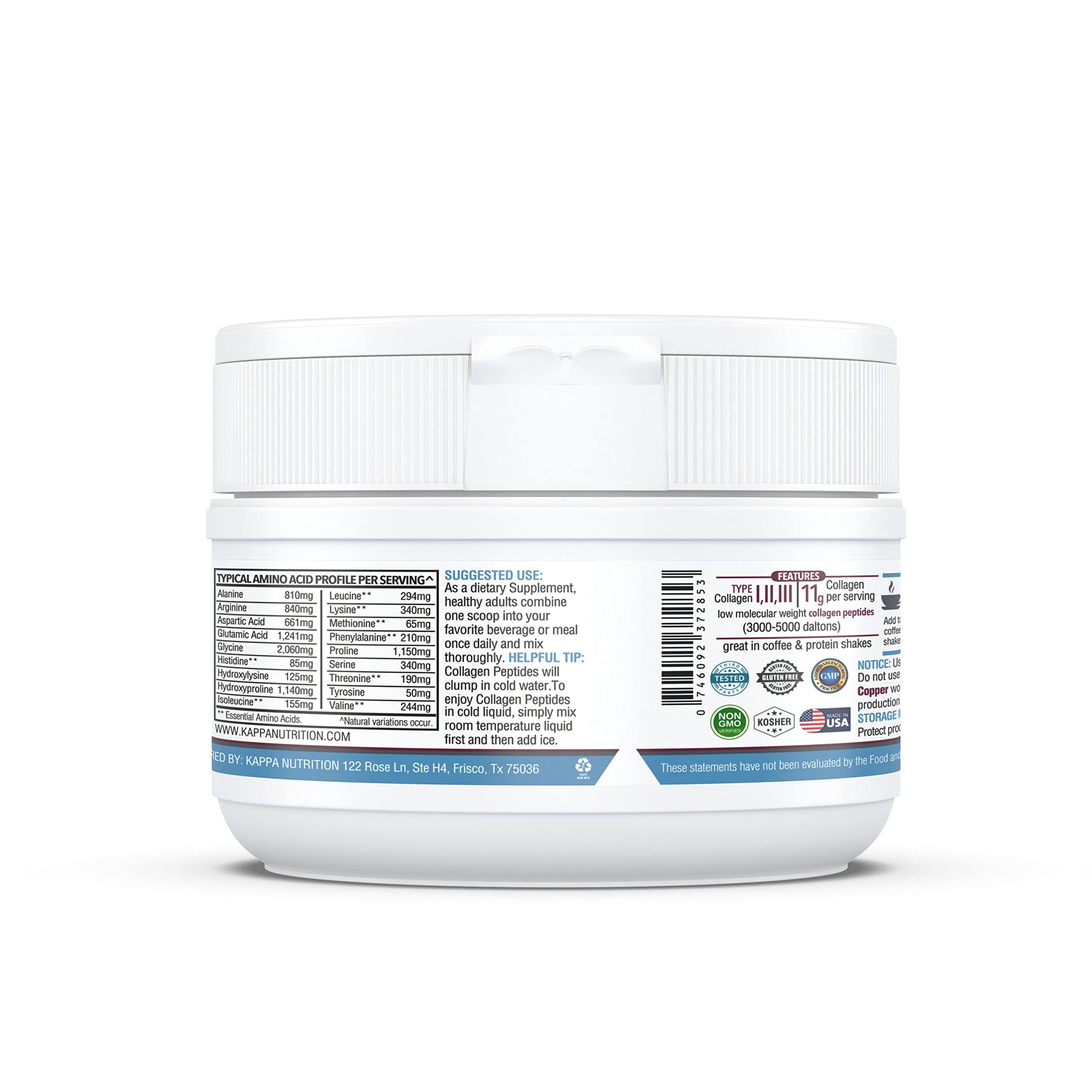 KAPPA NUTRITION Collagen Type I, II, III, 6 Billion Probiotic Acid Resistance, Hyaluronic Acid, Vitamin C, Biotin, Copper and MCT Oil, Beautiful Hair, Nails, & Skin, Collagen Peptides 9 in 1 (11.9oz) KAPPA NUTRITIONAu supplements