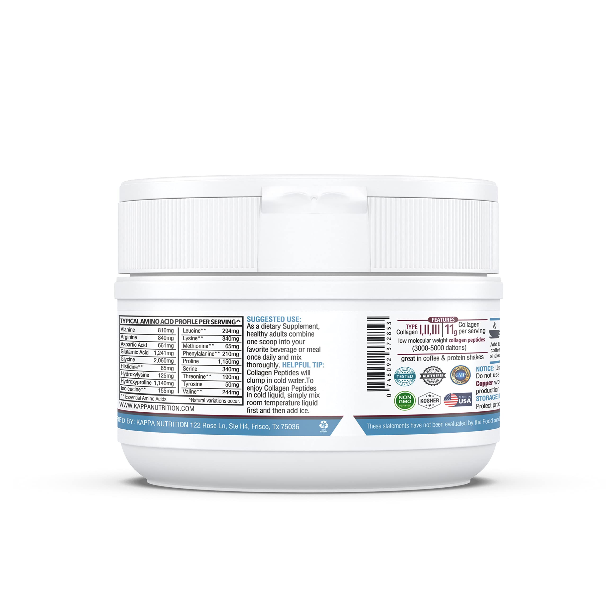 KAPPA NUTRITION Collagen Type I, II, III, 6 Billion Probiotic Acid Resistance, Hyaluronic Acid, Vitamin C, Biotin, Copper and MCT Oil, Beautiful Hair, Nails, & Skin, Collagen Peptides 9 in 1 (11.9oz) KAPPA NUTRITIONAu supplements