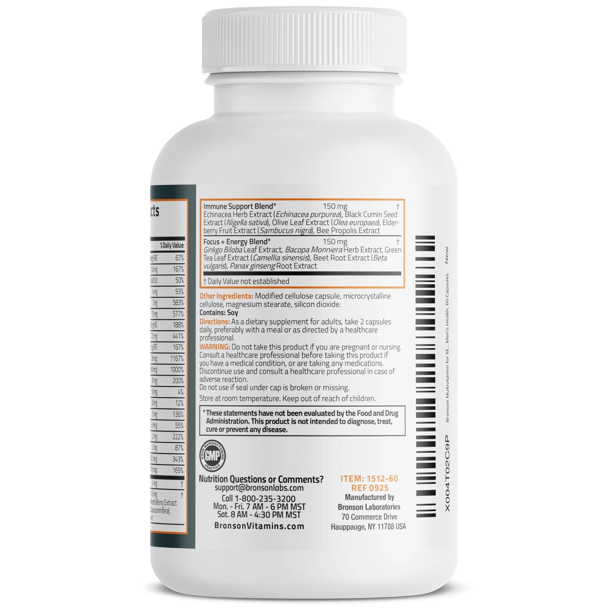 Bronson Multivitamin for Men All-in-One Daily Coverage Formula Key Vitamins, Minerals & Herbs to Support Men's Health, 60 Capsules BronsonAu supplements
