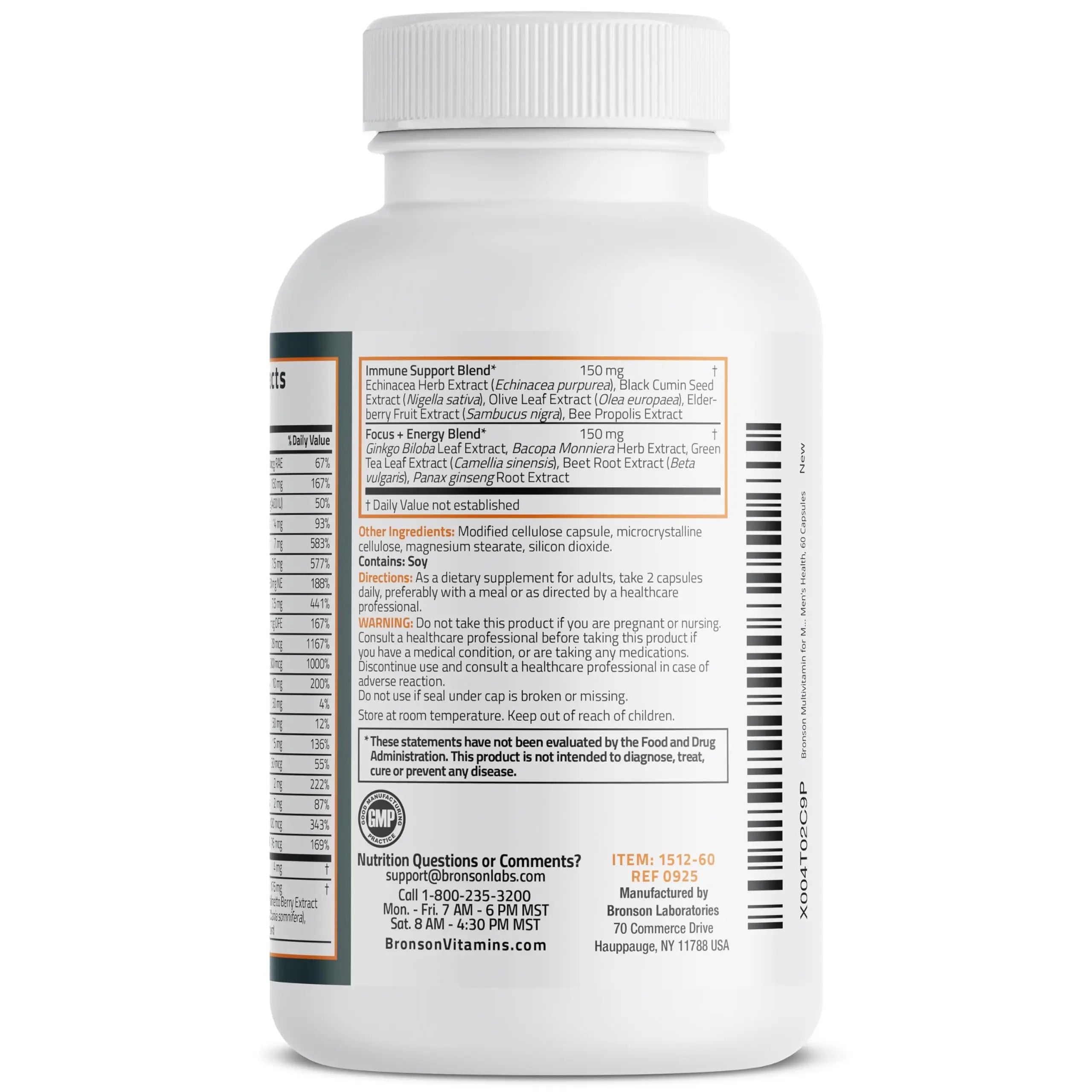 Bronson Multivitamin for Men All-in-One Daily Coverage Formula Key Vitamins, Minerals & Herbs to Support Men's Health, 60 Capsules BronsonAu supplements