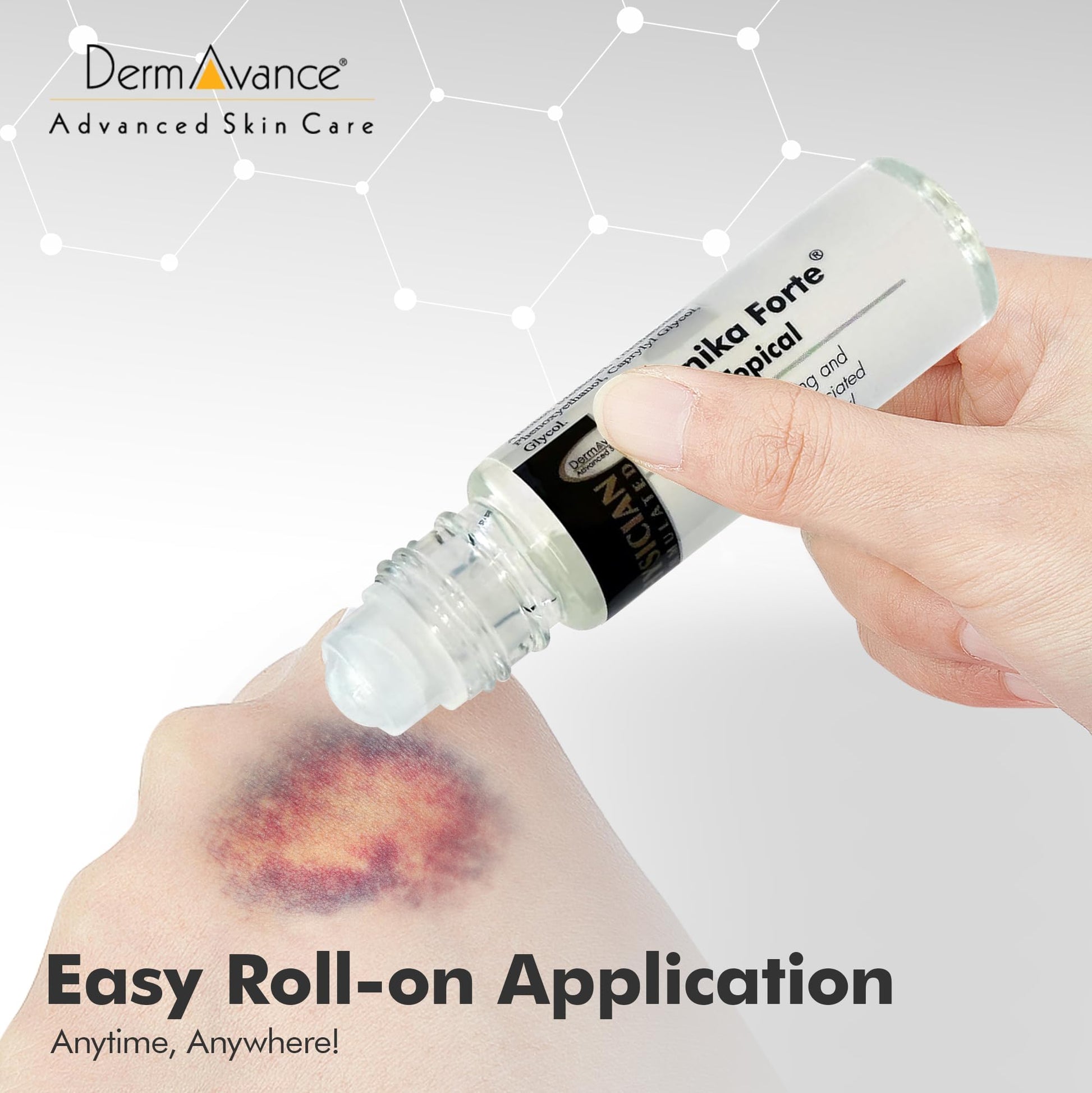 DermAvance Arnika Forte Topical Roll-On, Arnica Gel for Bruising and Swelling After Surgery, Easy-to-Use Arnica Gel Topical for Post-Surgical Care and Sports Injuries, Clear, 10 ml DermAvanceAu supplements