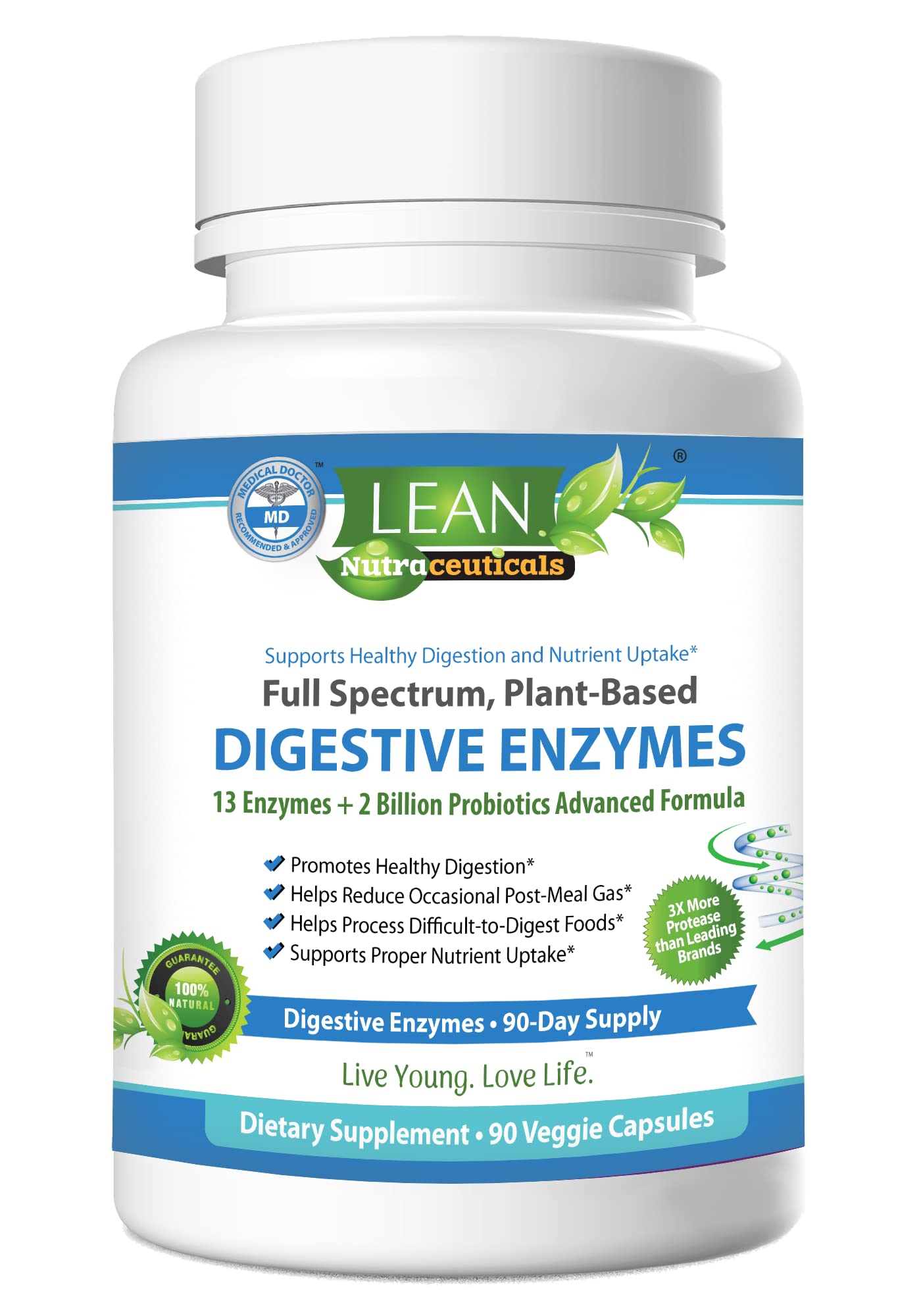 Digestive Enzymes with Probiotics, 90 Day Gut Health Supplement, 90 Cap LEAN NutraceuticalsUS supplements