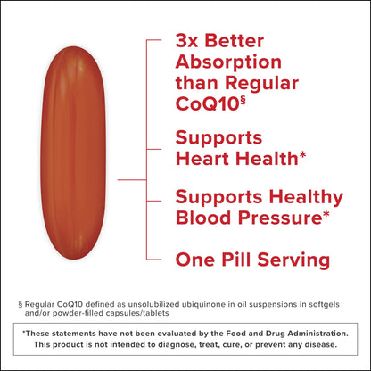 Qunol Ultra CoQ10 100mg Softgels- 3x Better Absorption, Antioxidant for Heart Health & Energy Production, Coenzyme Q10 Vitamins QunolUS supplements