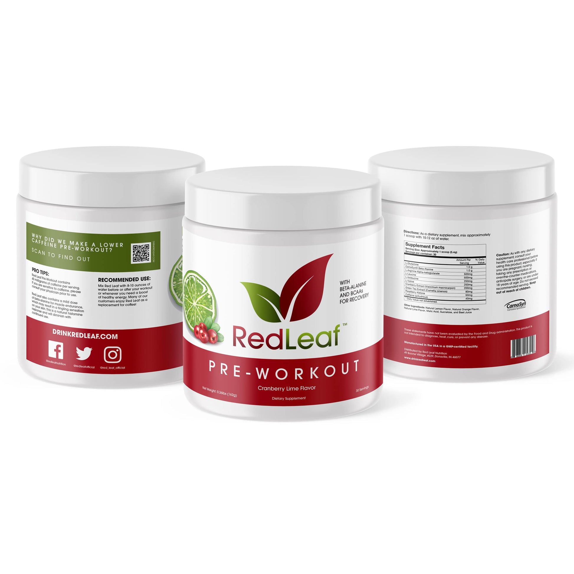 Red Leaf Pre Workout Energizer Powder, BCAA's, Beta-Alanine, Amino Acids and Green Tea Red LeafAu supplements