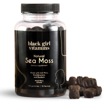 Black Girl Vitamins - Irish Sea Moss Gummies - SeaMoss + Bladderwrack & Burdock - 92 Minerals for Thyroid, Metabolism, and Immunity - Vegan