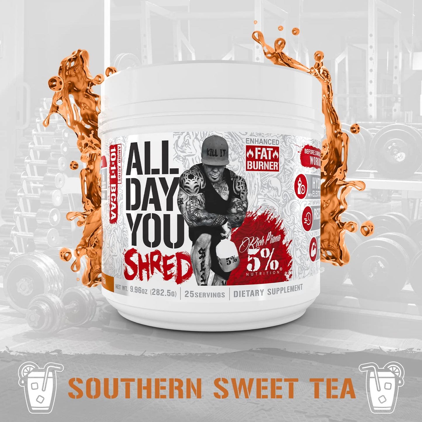 5% Nutrition Rich Piana AllDayYou Shred BCAA Powder | Amino Acid Supplement 5% NutritionUS supplements