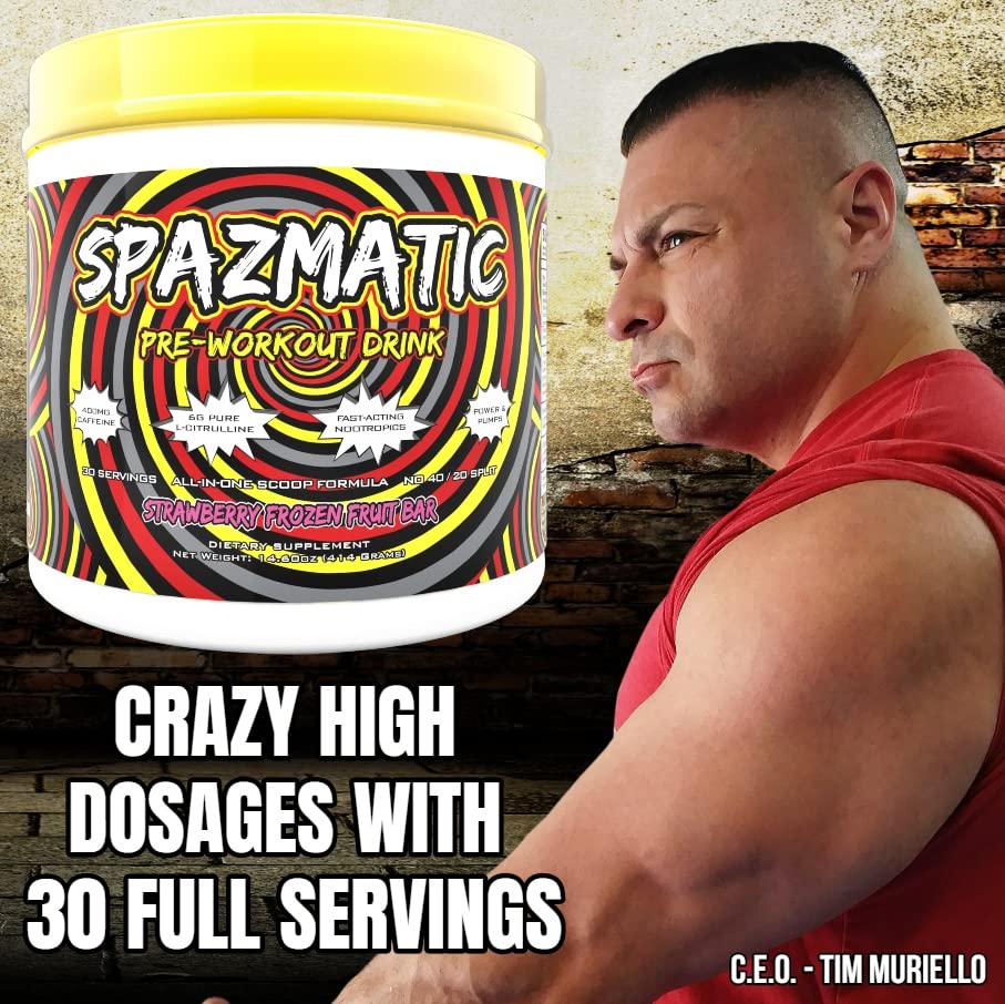 Spazmatic Pre-Workout Powder - 400mgs Caffeine - 6 Grams Pure Citrulline for Muscle TIM MURIELLO'S SPAZMATIC PRE-WORKOUT DRINKAu supplements