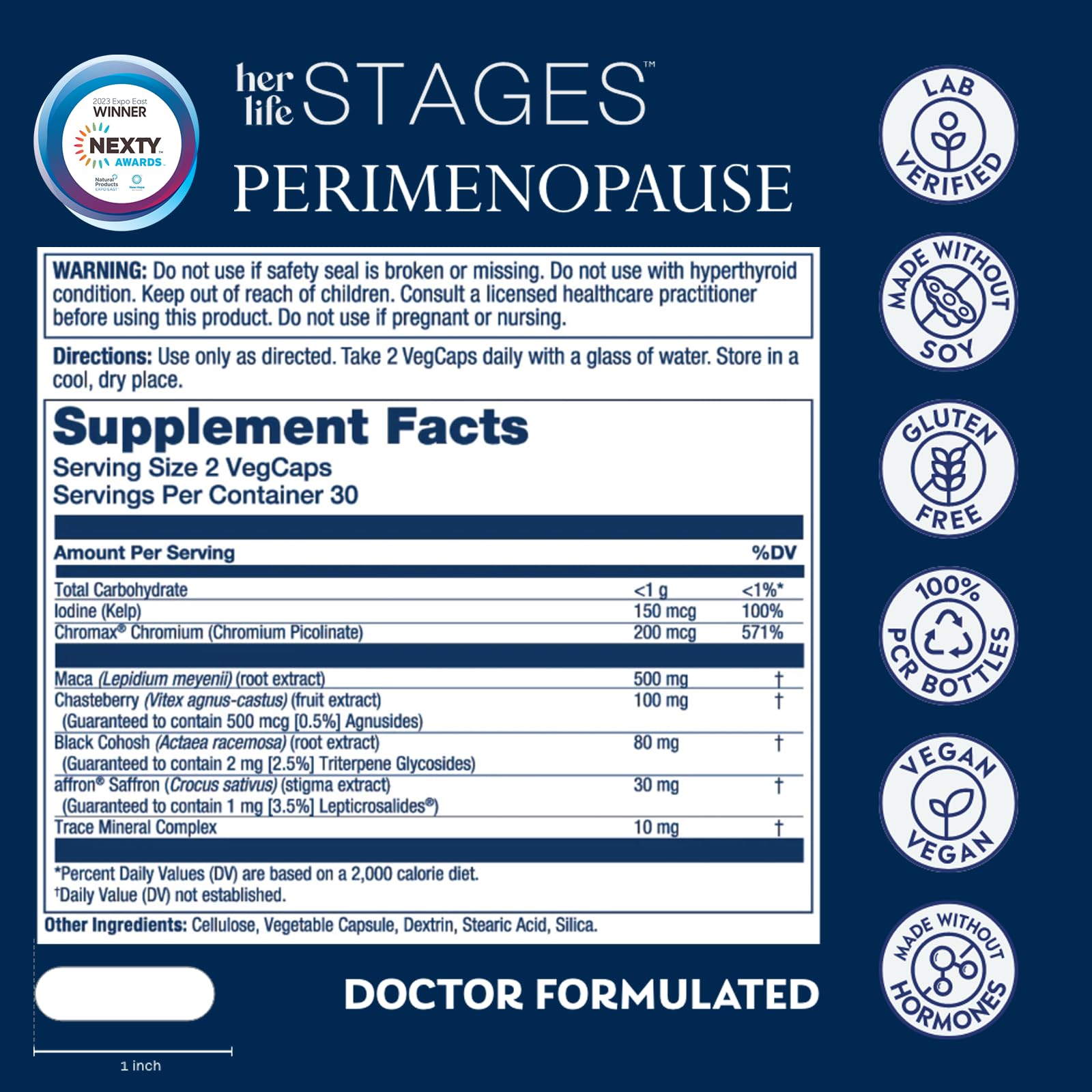 SOLARAY Perimenopause her Life Stages - Perimenopause Supplements Women - Hot Flashes, Menopause Support - Saffron and Chasteberry - Made Without Hormones - 60-Day Guarantee - 30 Servings, 60 VegCaps SOLARAYAu supplements