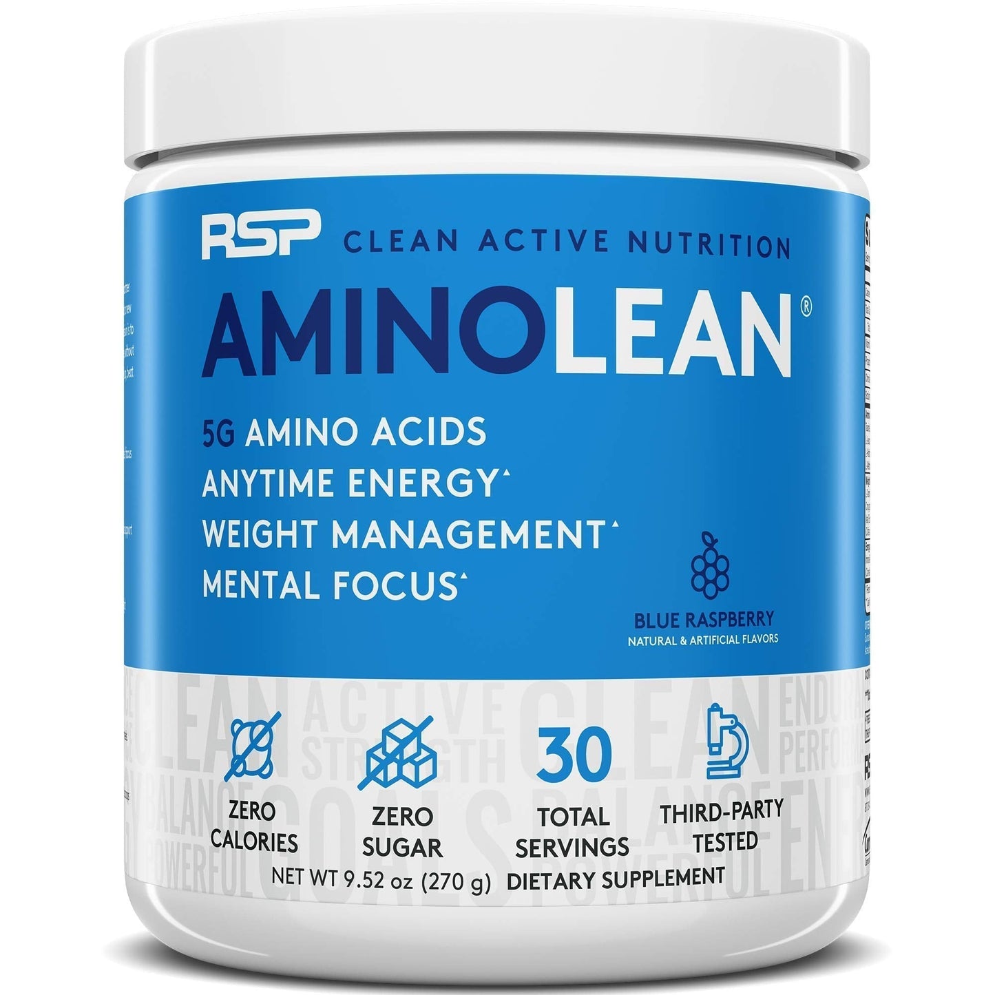 RSP NUTRITION AminoLean Pre Workout Energy (Blue Raspberry 30 Servings) with TrueFit RSP NUTRITIONUS supplements