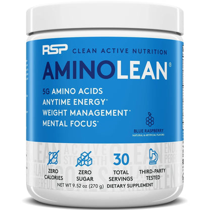 RSP NUTRITION AminoLean Pre Workout Energy (Blue Raspberry 30 Servings) with TrueFit RSP NUTRITIONUS supplements