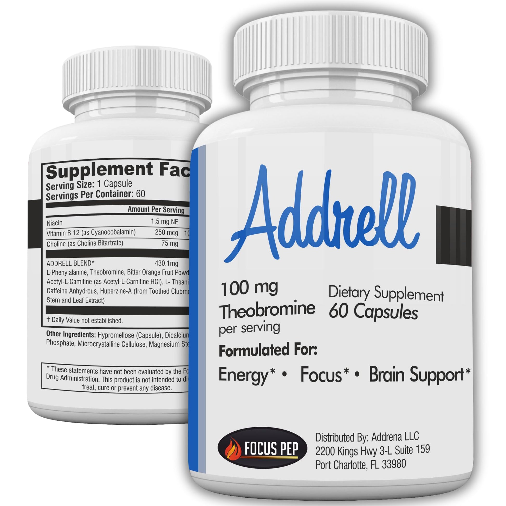 Focus Pep Addrell Energy Stimulant Pills- Natural Nootropic Brain Supplement Alternative Pill & Study Supplements Substitute to Elevate Mental Clarity for Women & Men OTC- 60 Mind Booster Capsules Focus PepAu supplements