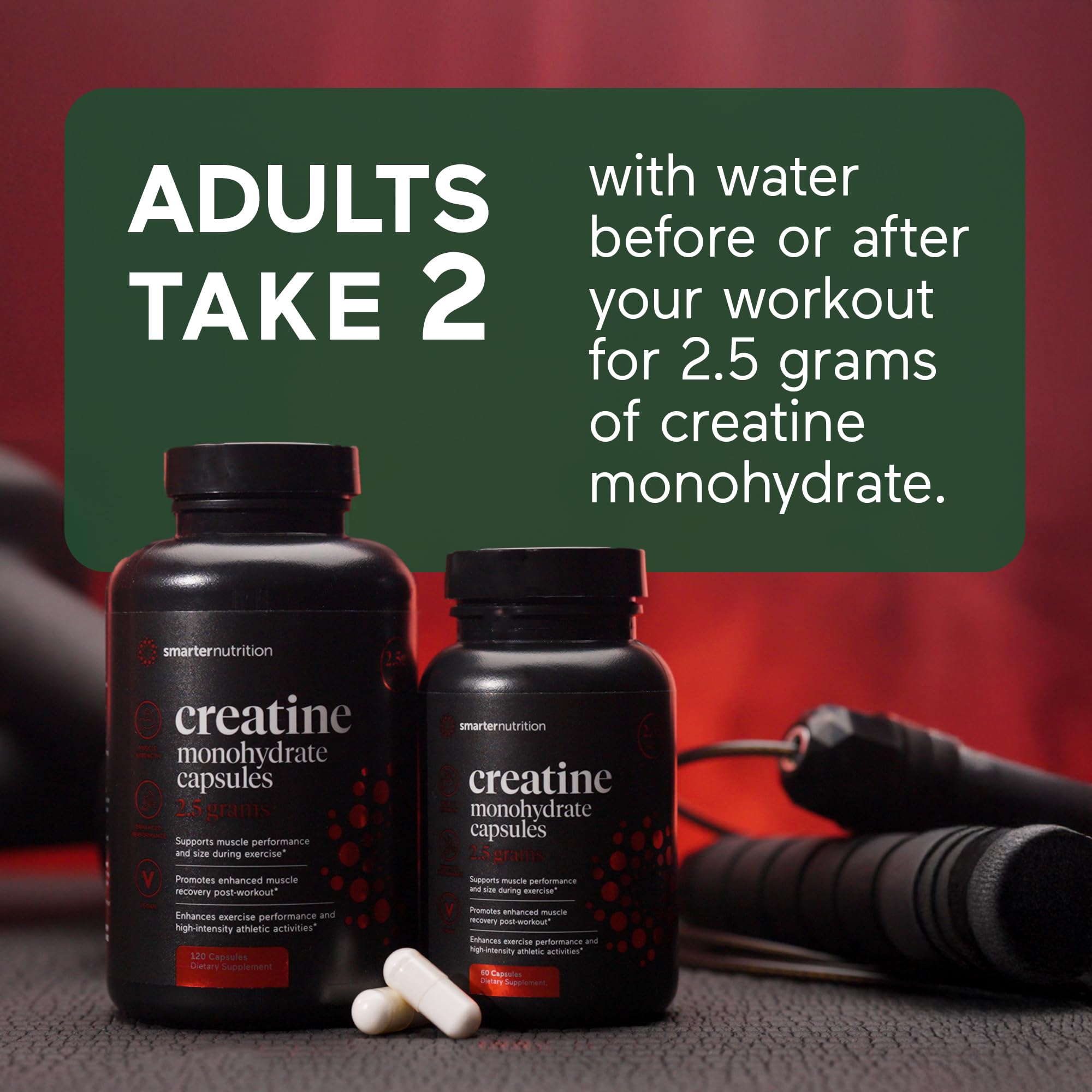 SMARTERNUTRITION Creatine Monohydrate Pills with 2500mg (2.5g) Per Serving, Vegan Capsules - Pre & Post Workout Recovery Support, Promotes Muscle Mass &. Endurance - 60 Count[30-Day Supply] SMARTERNUTRITIONAu supplements