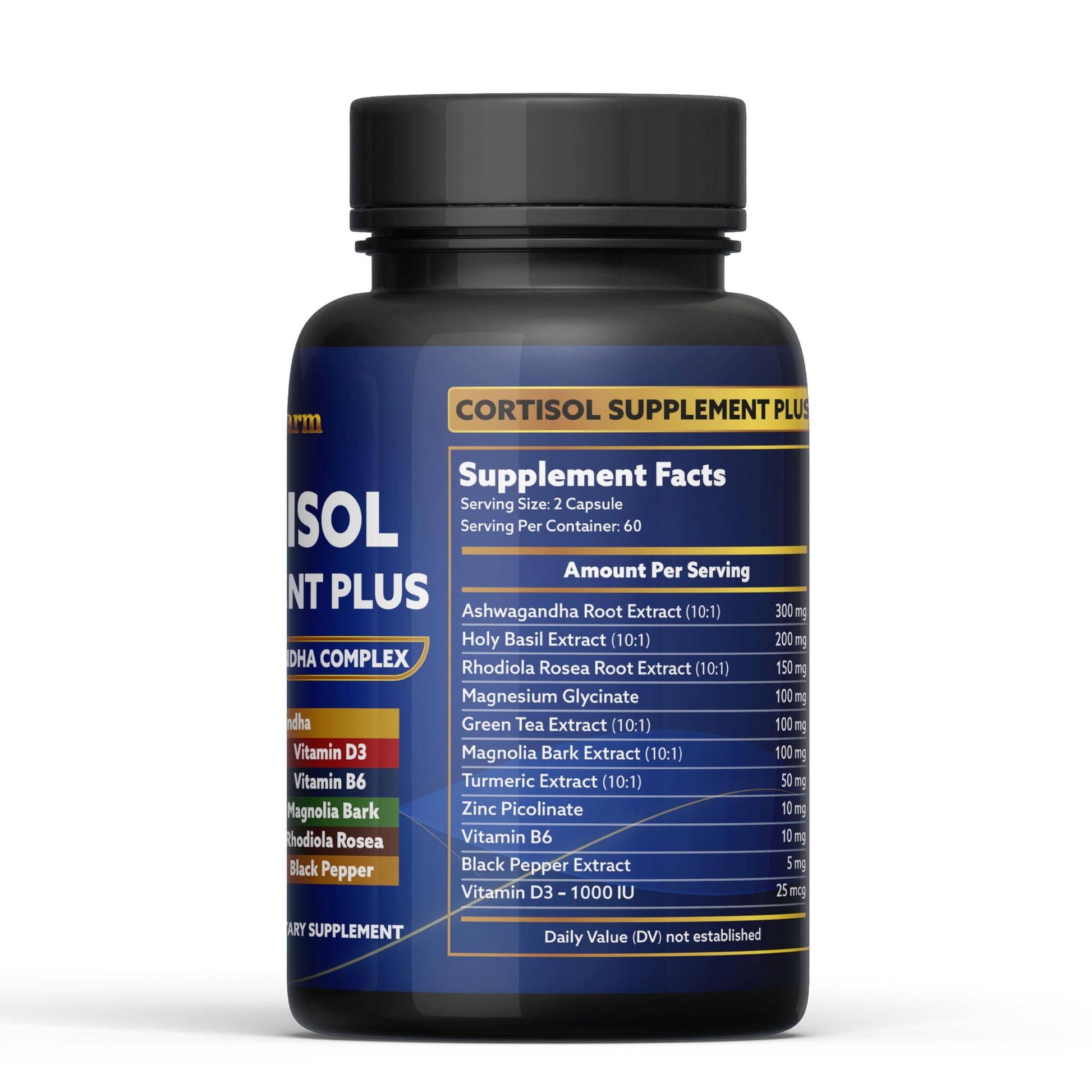 laslafarm 11in1 Cortisol Plus Supplement, 11in1 Ashwagandha and Natural Herbal Complex Vitamin Blend for Daily Mood, Focus and Sleep, Suitable for Women and Men 60 Capsules laslafarmAu supplements