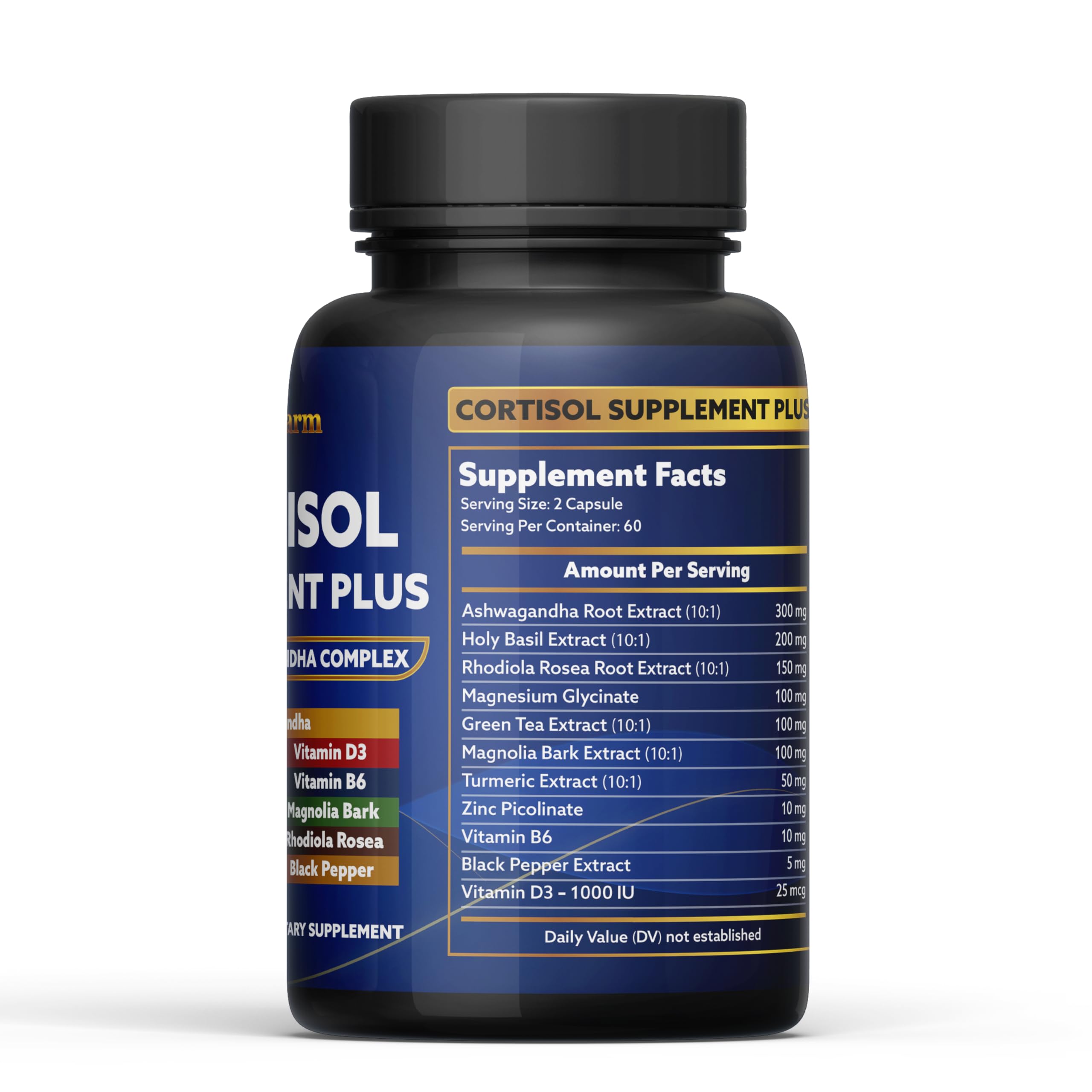 laslafarm 11in1 Cortisol Plus Supplement, 11in1 Ashwagandha and Natural Herbal Complex Vitamin Blend for Daily Mood, Focus and Sleep, Suitable for Women and Men 60 Capsules laslafarmAu supplements