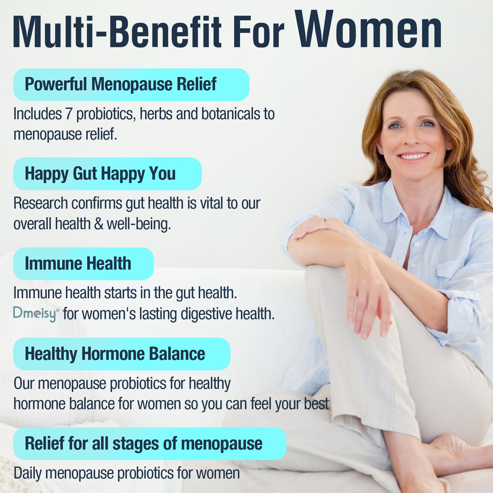 Menopause Supplements for Women, 120 Billion CFU Probiotic, 13-in-1 Herbs Probiotics Complex, for Menopause Relief, Hormone Balance, Hot Flashes, Night Sweats, Mood Swings, Gut & Immunity - 60 Capsule DmeisyAu supplements