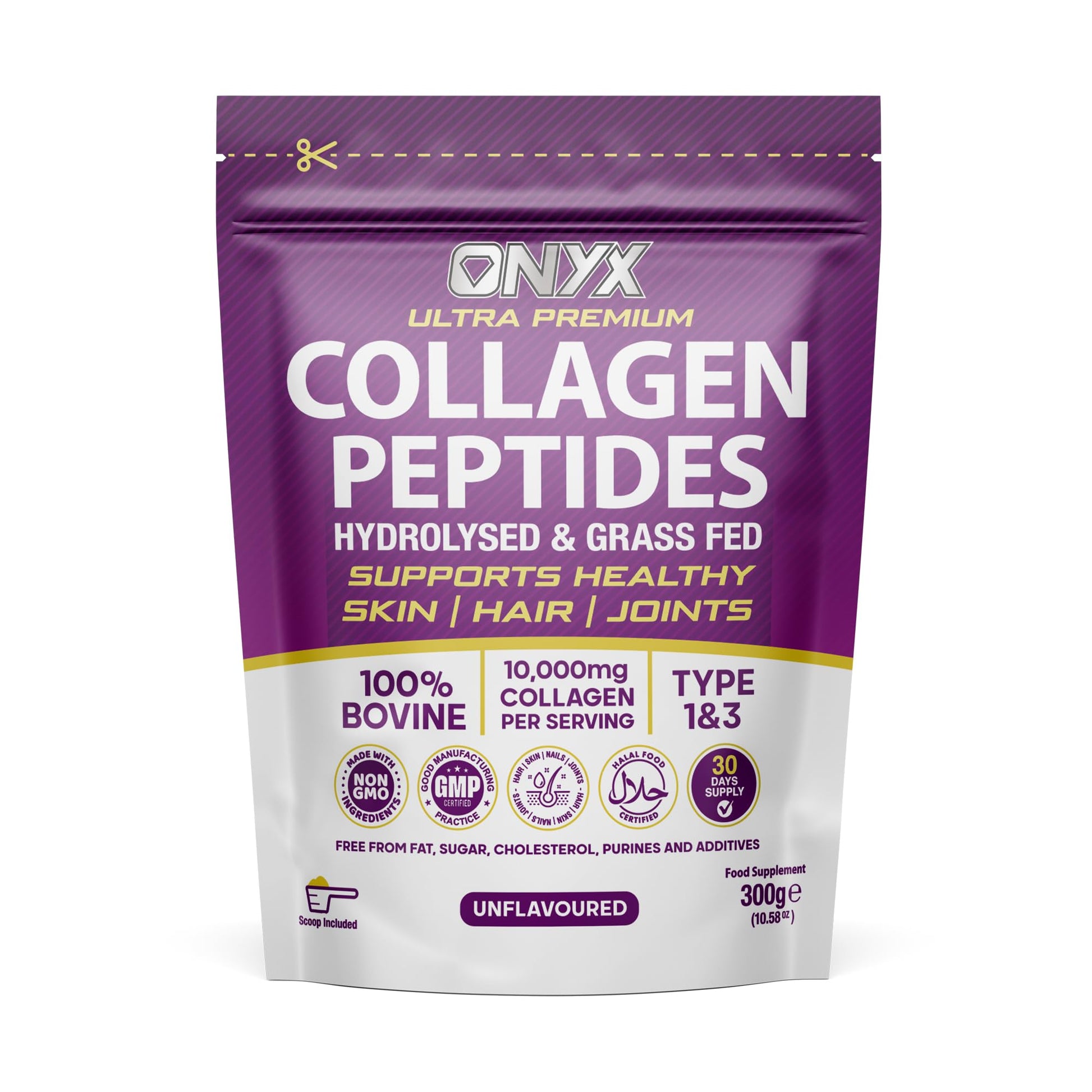 Premium Collagen Powder 300g Hydrolysed Bovine Collagen Peptides Powder ONYX INGREDIENTS 101Au supplements