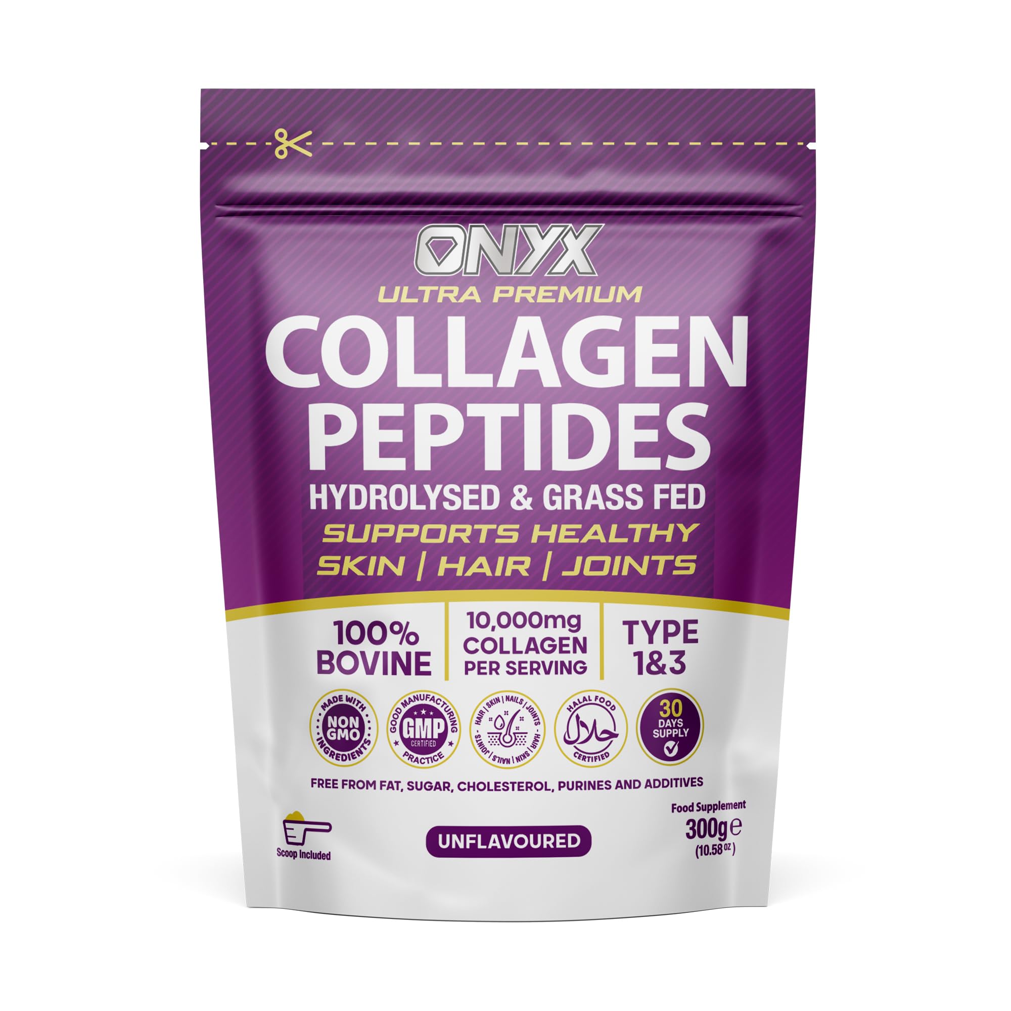 Premium Collagen Powder 300g Hydrolysed Bovine Collagen Peptides Powder ONYX INGREDIENTS 101Au supplements