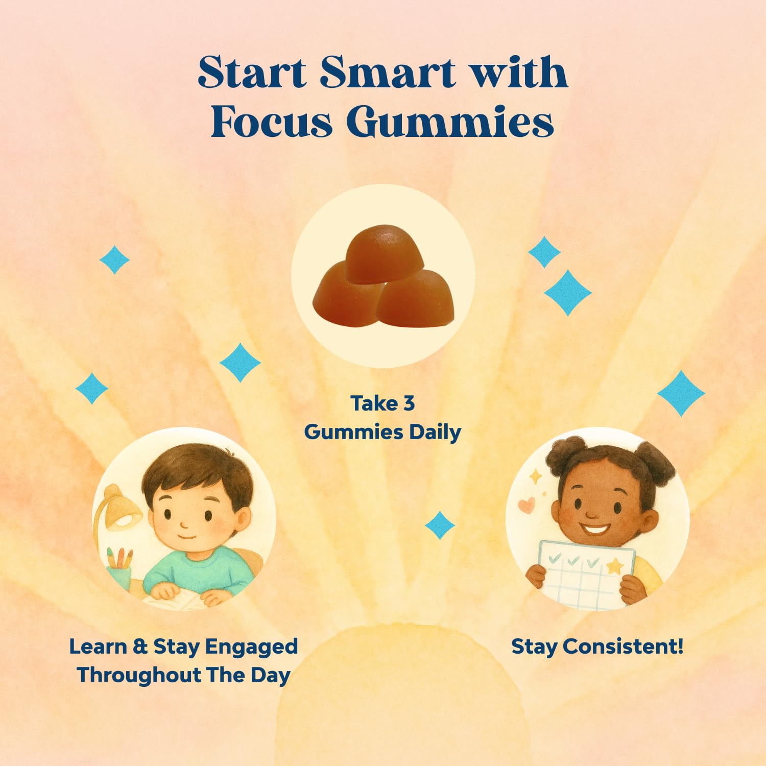 Kids Focus Gummies - Nootropics Brain Support Supplement for Kids with Green Tea Extract, B6 & B12 Vitamins for Memory and Brain Focus - Herbal Concentration Chews for Children - 90 Count Natures CraftAu supplements