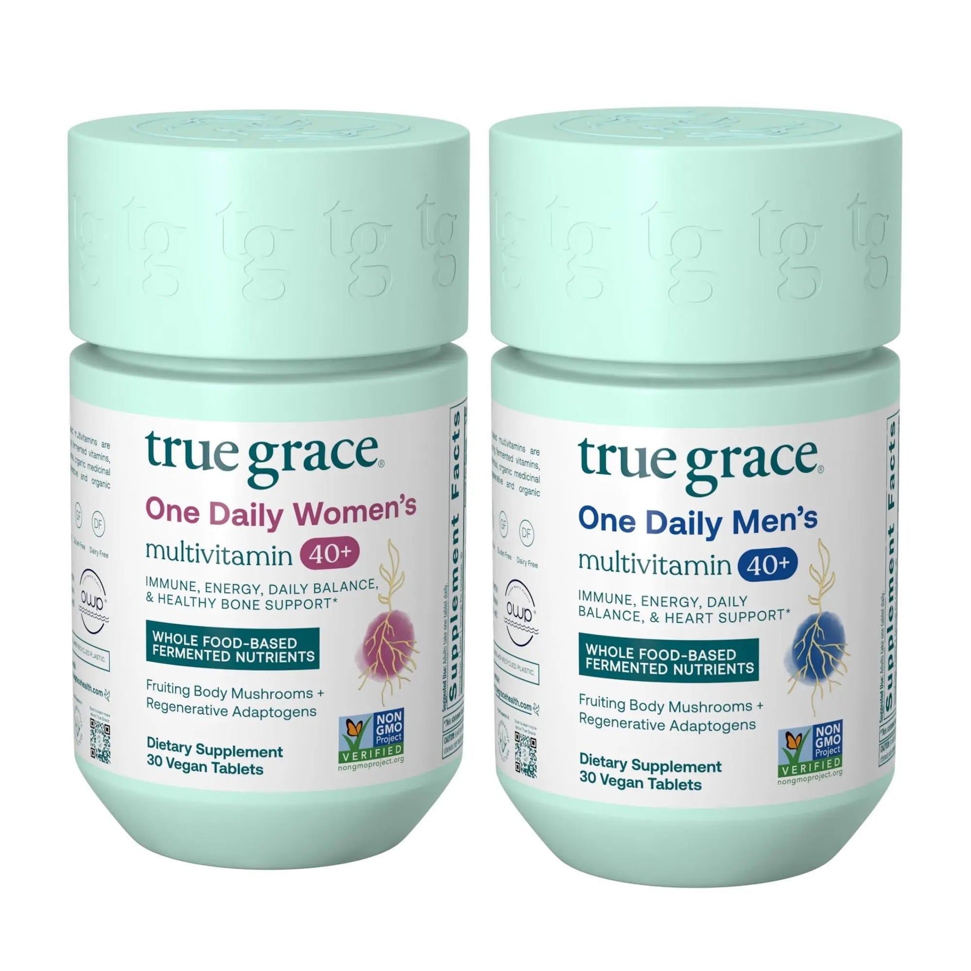 True Grace One Daily Men's Multivitamin 40+ (30 Vegan Tablets) + One Daily Women’s Multivitamin 40+ (30 Vegan Tablets) True GraceAu supplements