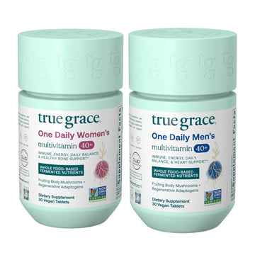 True Grace One Daily Men's Multivitamin 40+ (30 Vegan Tablets) + One Daily Women’s Multivitamin 40+ (30 Vegan Tablets) True GraceAu supplements
