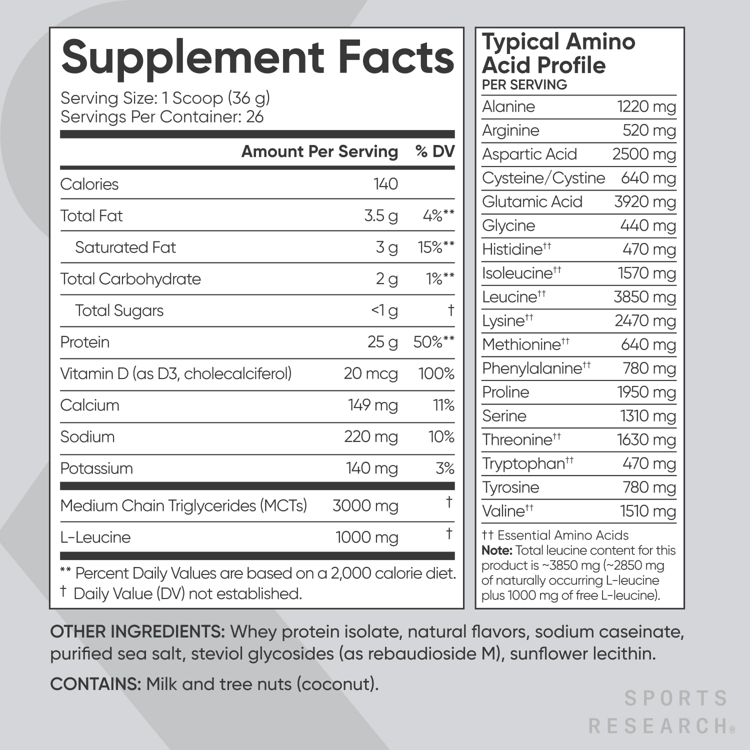 Sports Research Whey Protein Isolate - Sports Nutrition Protein Powder 25g per Serving Sports ResearchUS supplements