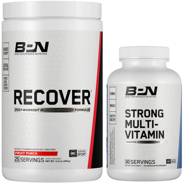 BARE PERFORMANCE NUTRITION BPN Strong Multi-Vitamin 30 Day Supply + Recover Post-Workout Muscle Recovery Drink Mix BARE PERFORMANCE NUTRITIONAu supplements